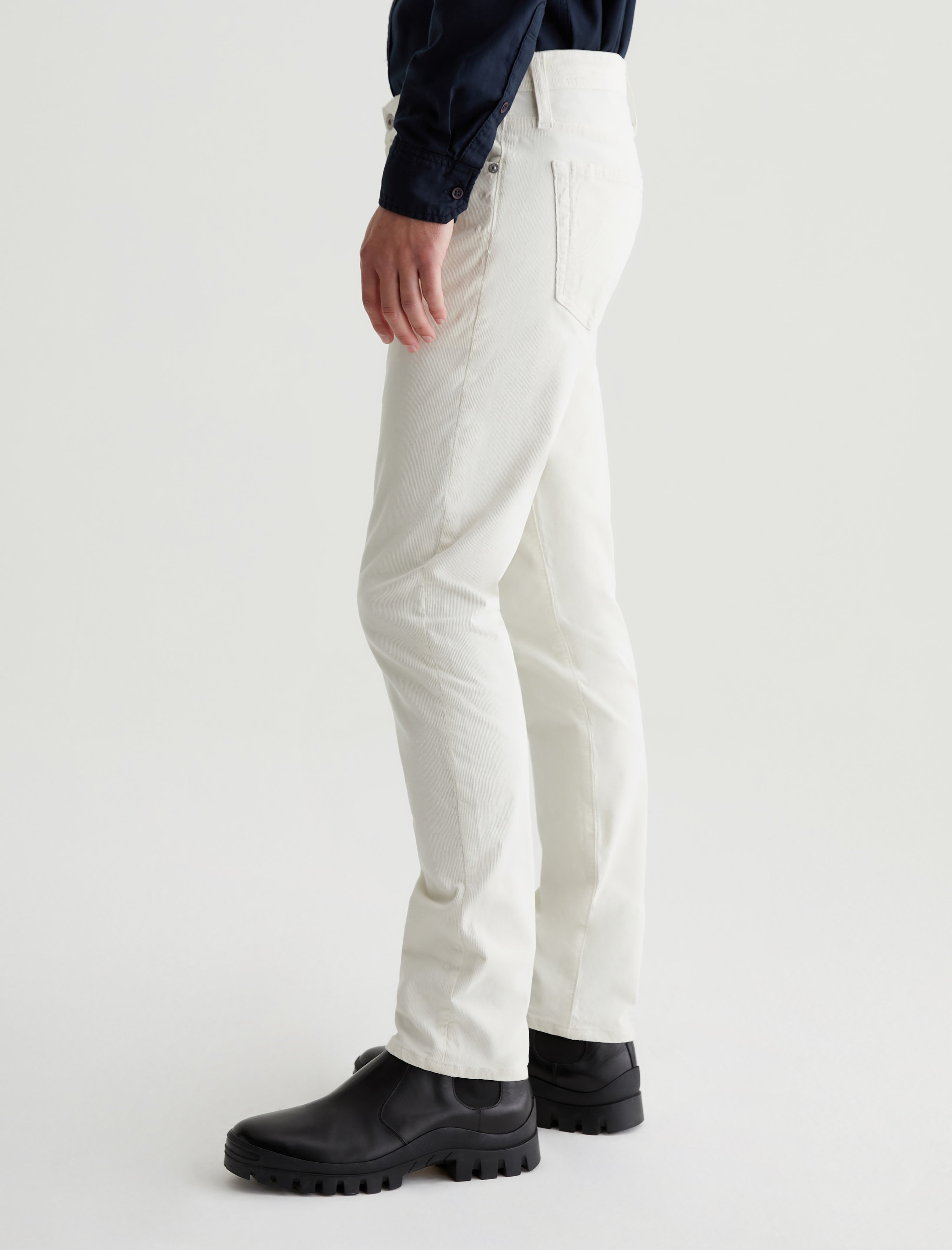 Tellis Corduroy White Cream Corduroy Modern Slim Men Bottom Photo 5