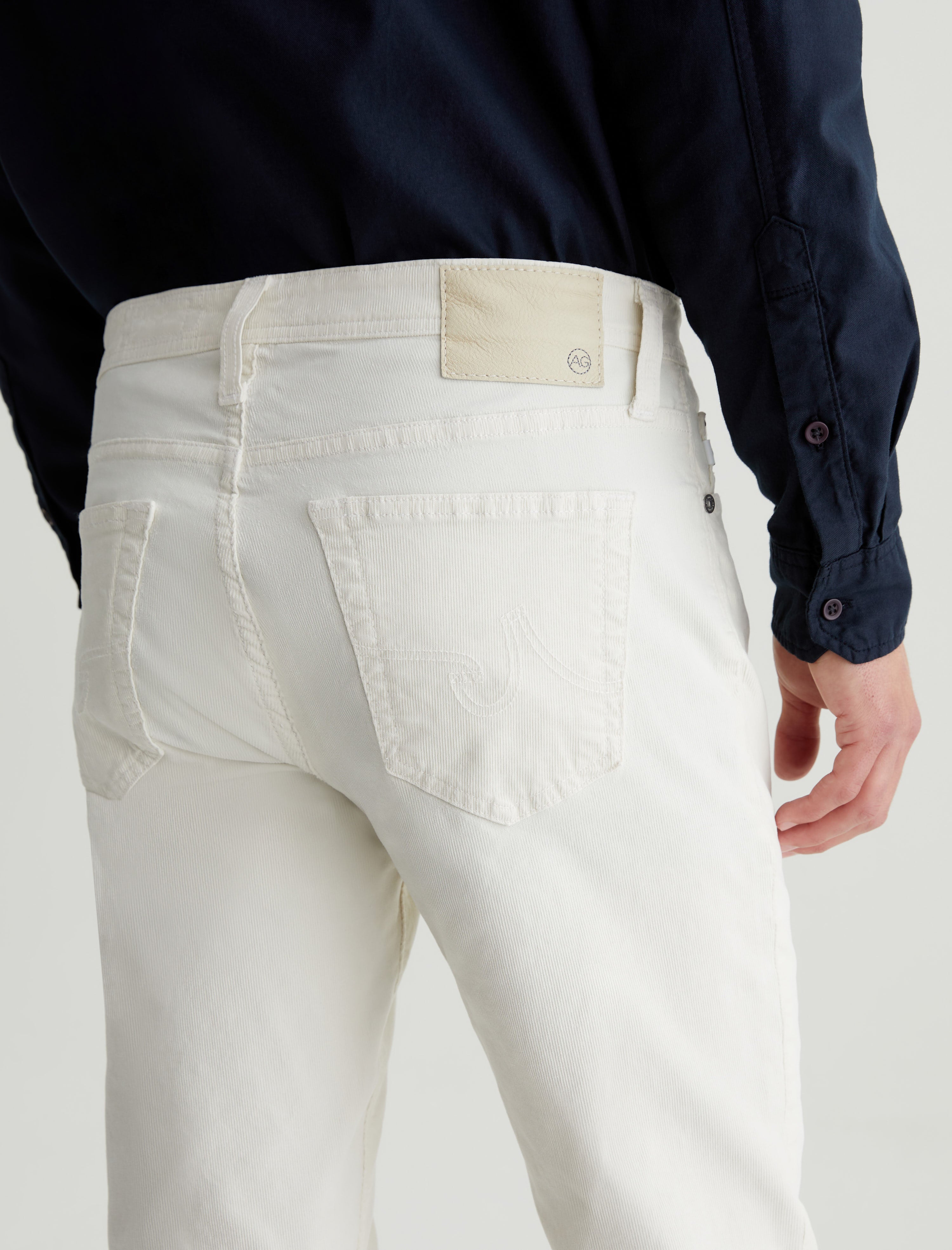 Tellis Corduroy White Cream Corduroy Modern Slim Men Bottom Photo 6