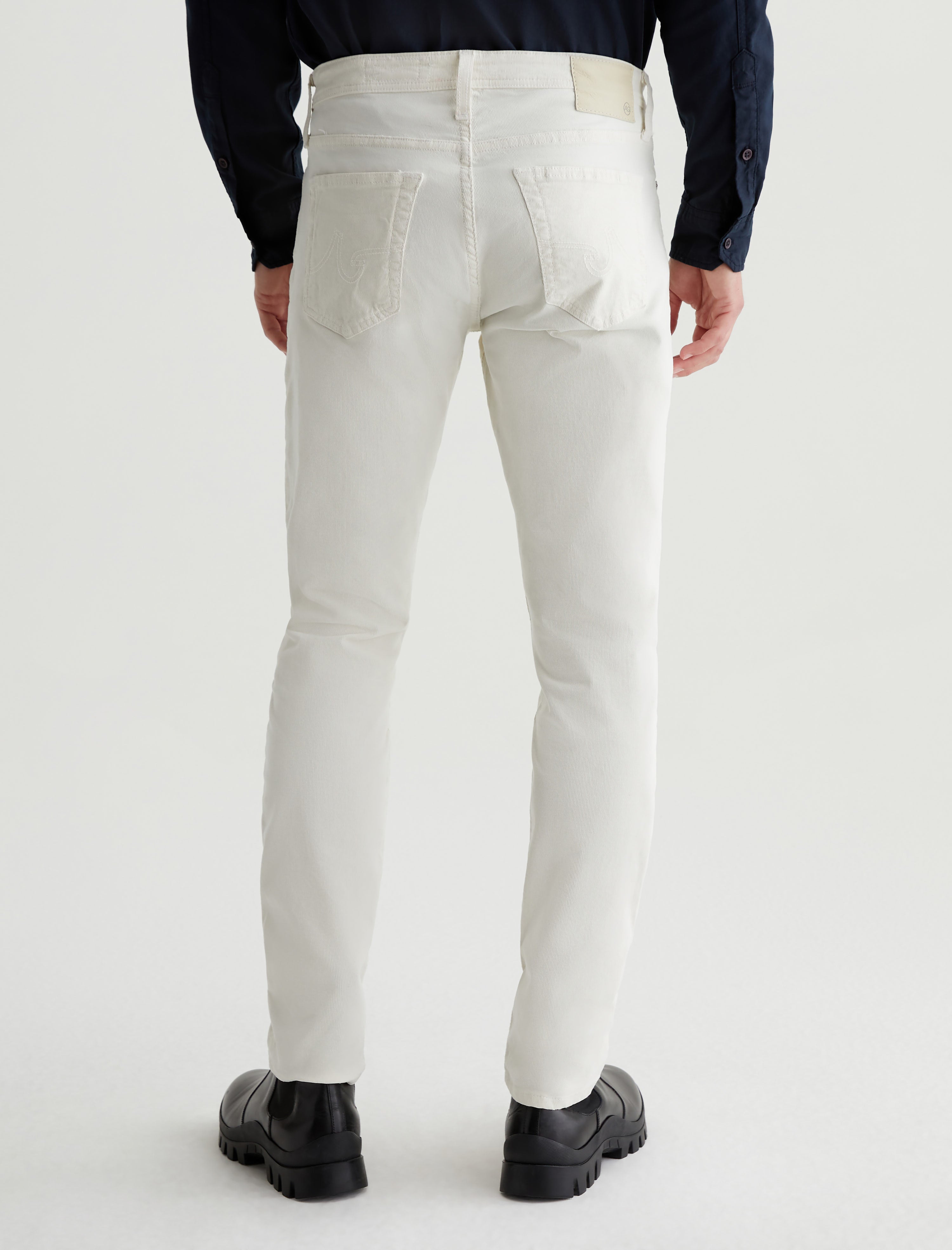 Tellis Corduroy White Cream Corduroy Modern Slim Men Bottom Photo 7