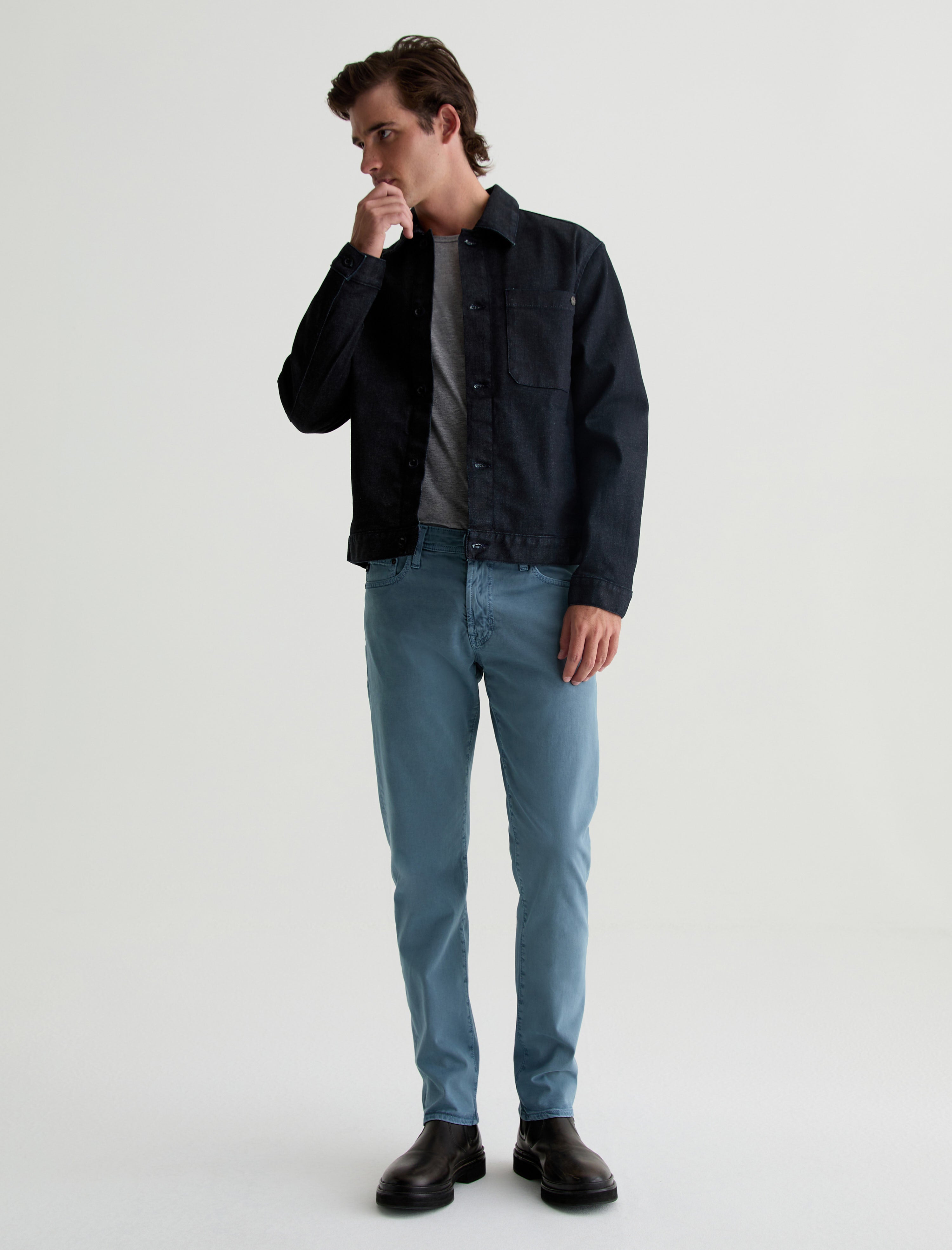 Tellis SUD Sulfur Hazy Lake Sueded Modern Slim Men Bottom Photo 1