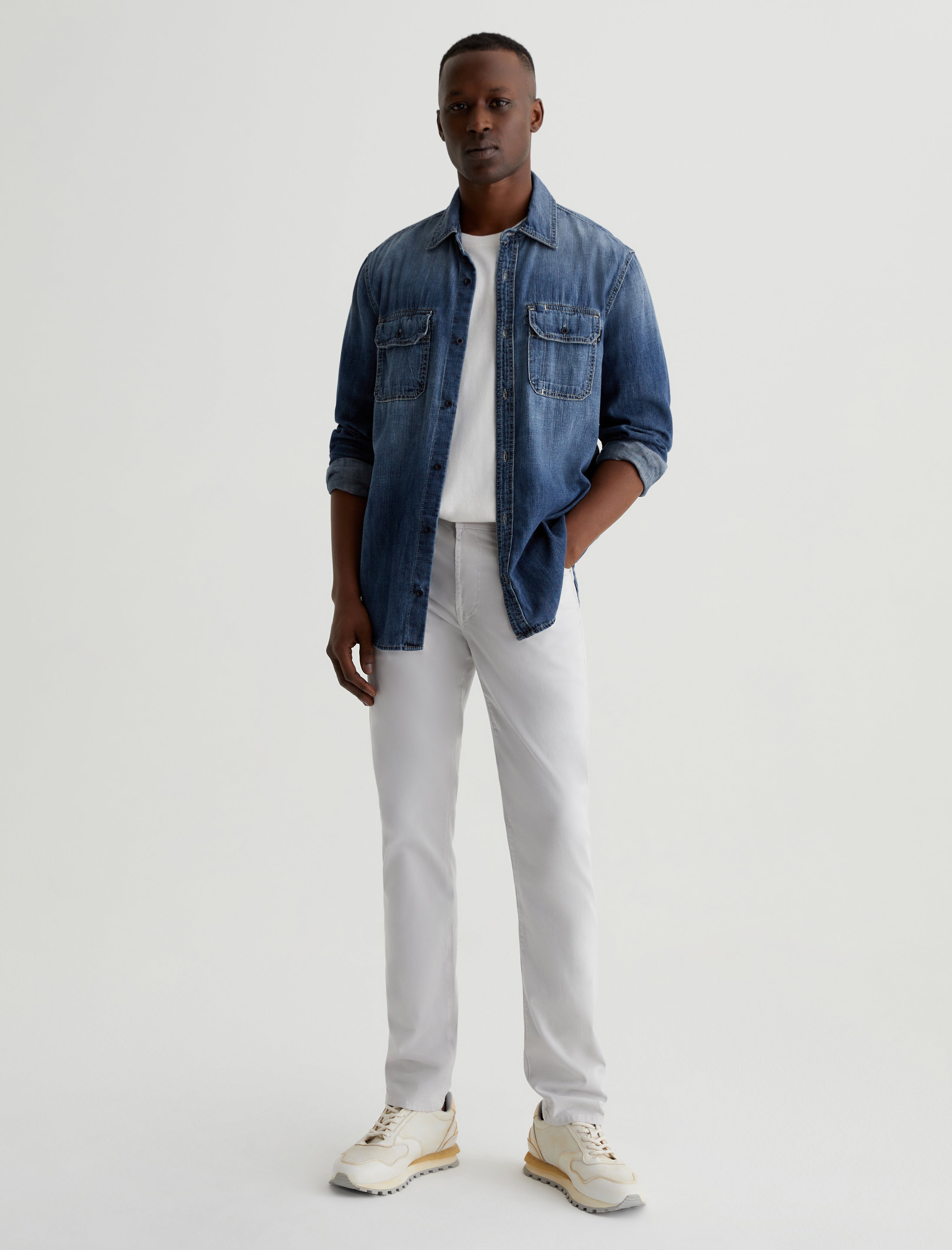 Tellis SUD Silver Fog Sueded Modern Slim Men Bottom Photo 1