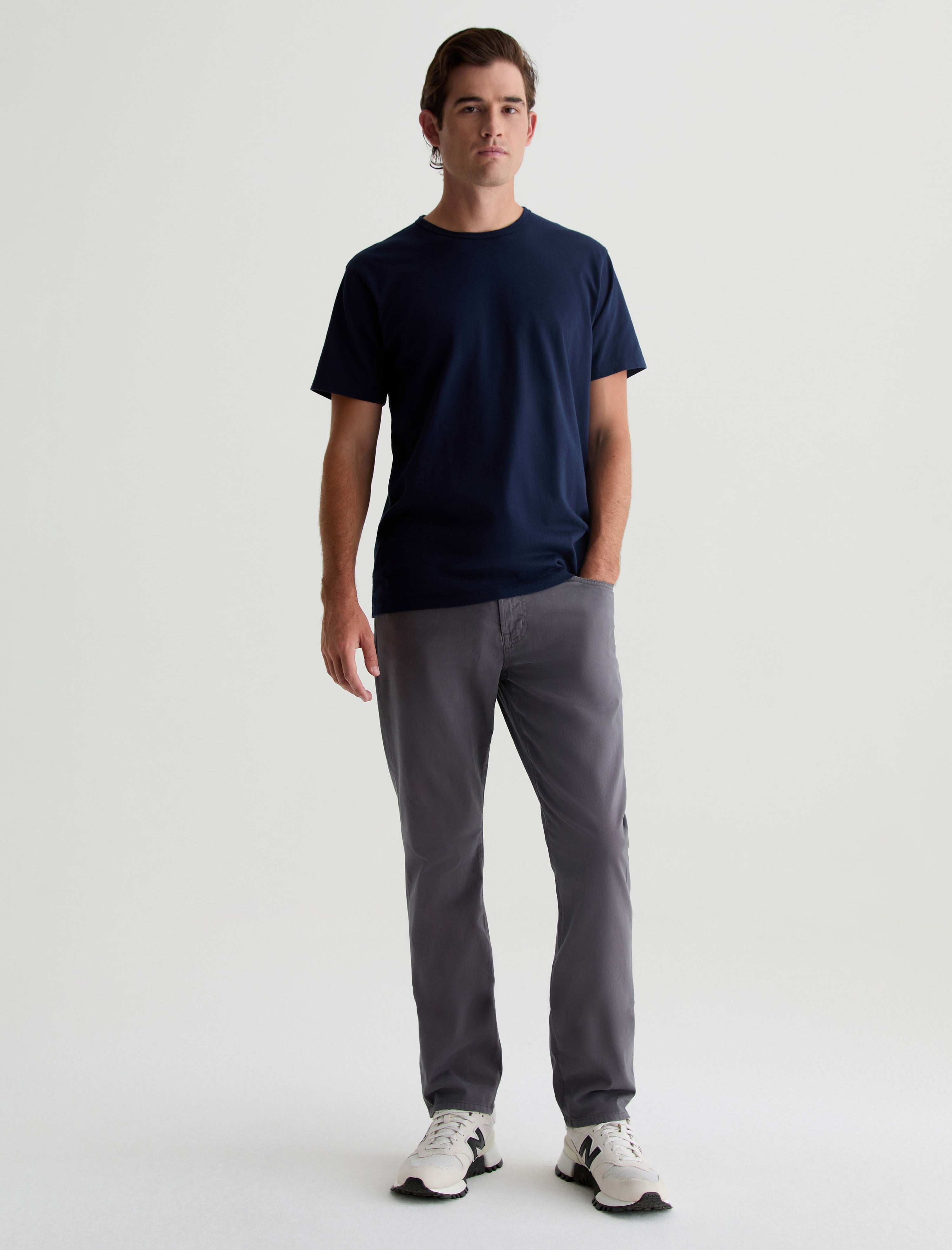 Everett SUD Folkestone Grey Sueded Slim Straight Leg Men Bottom Photo 1