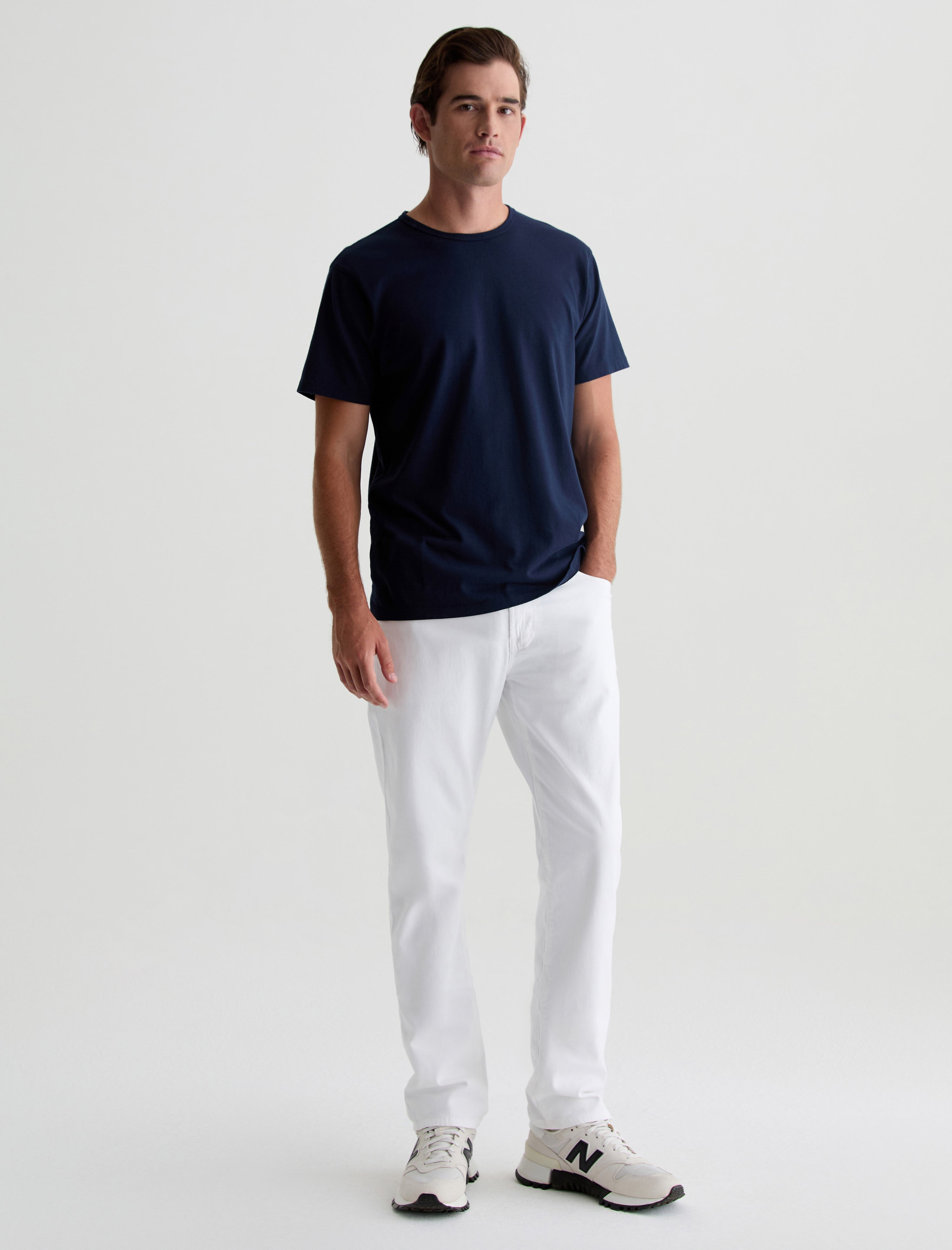 Everett SUD White Sueded Slim Straight Leg Men Bottom Photo 1