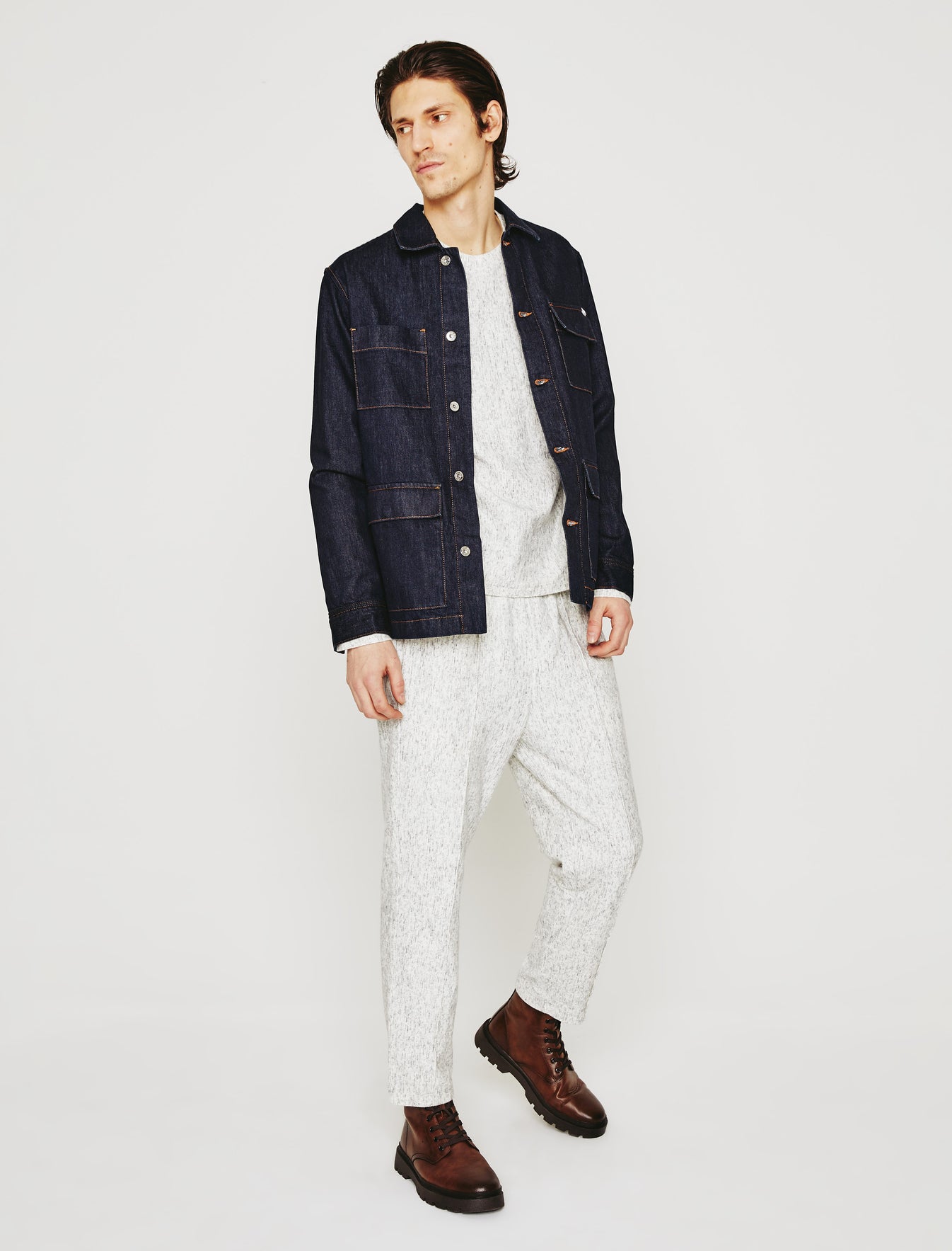 Wyatt Sweatpant Ikat Wool Grey Multi Classic Pintuck Sweatpant Men Bottom Photo 1