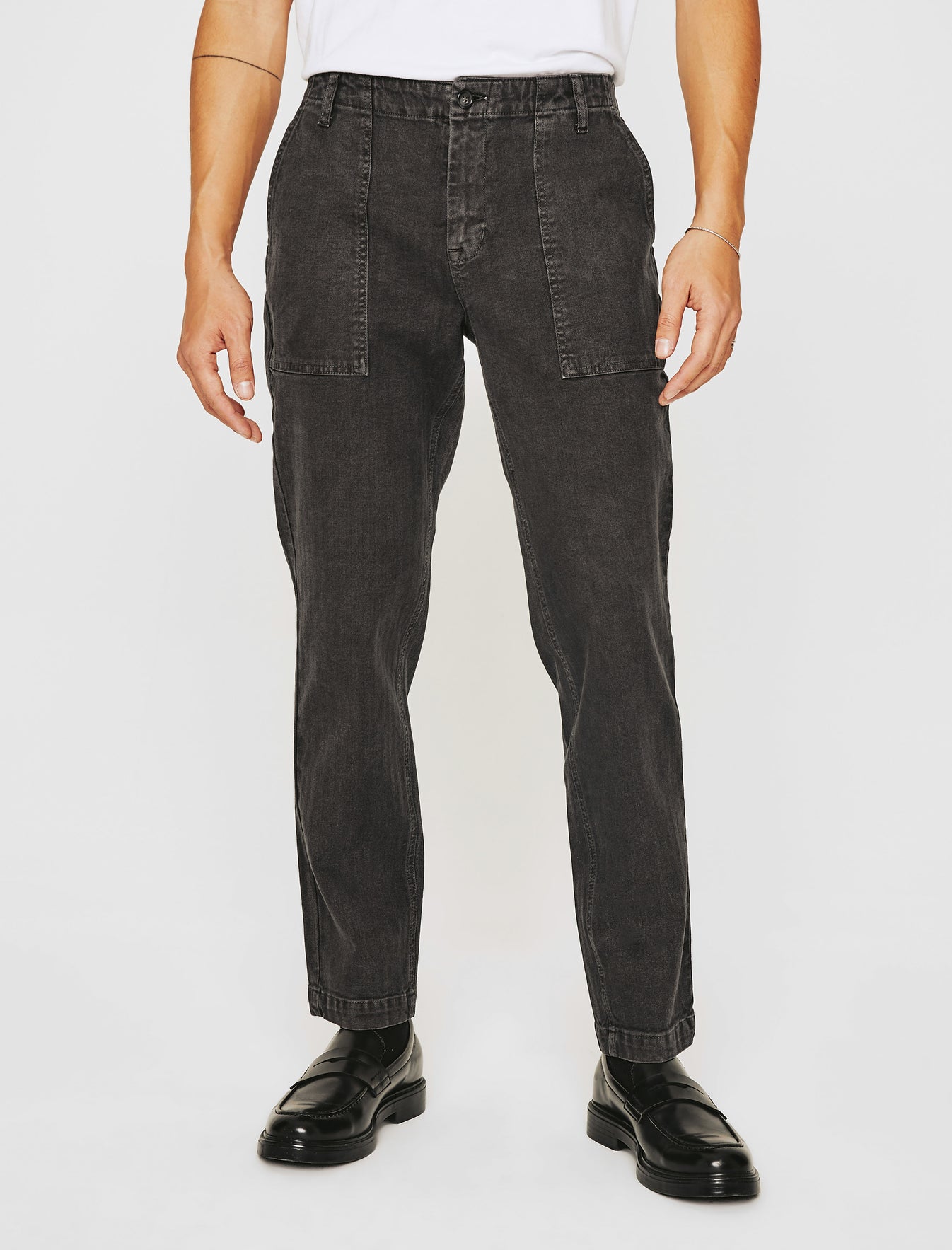 Wells Fatigue Highway Pure Black Relaxed Tapered Men Bottom Photo 2