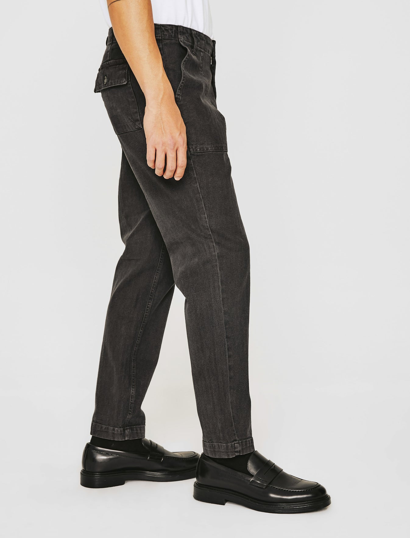 Wells Fatigue Highway Pure Black Relaxed Tapered Men Bottom Photo 4