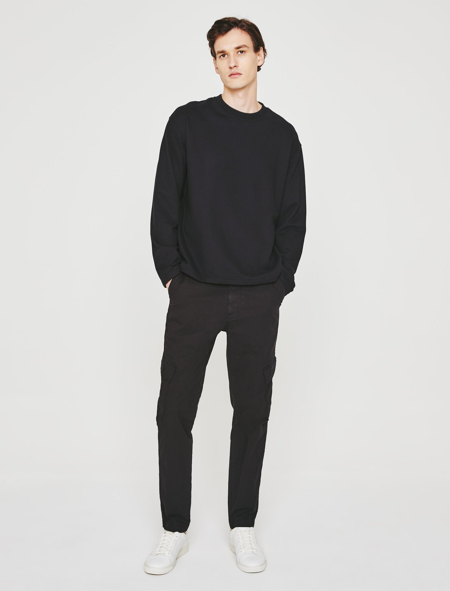 Wells Cargo Pure Black Relaxed Tapered Cargo Men Bottom Photo 1