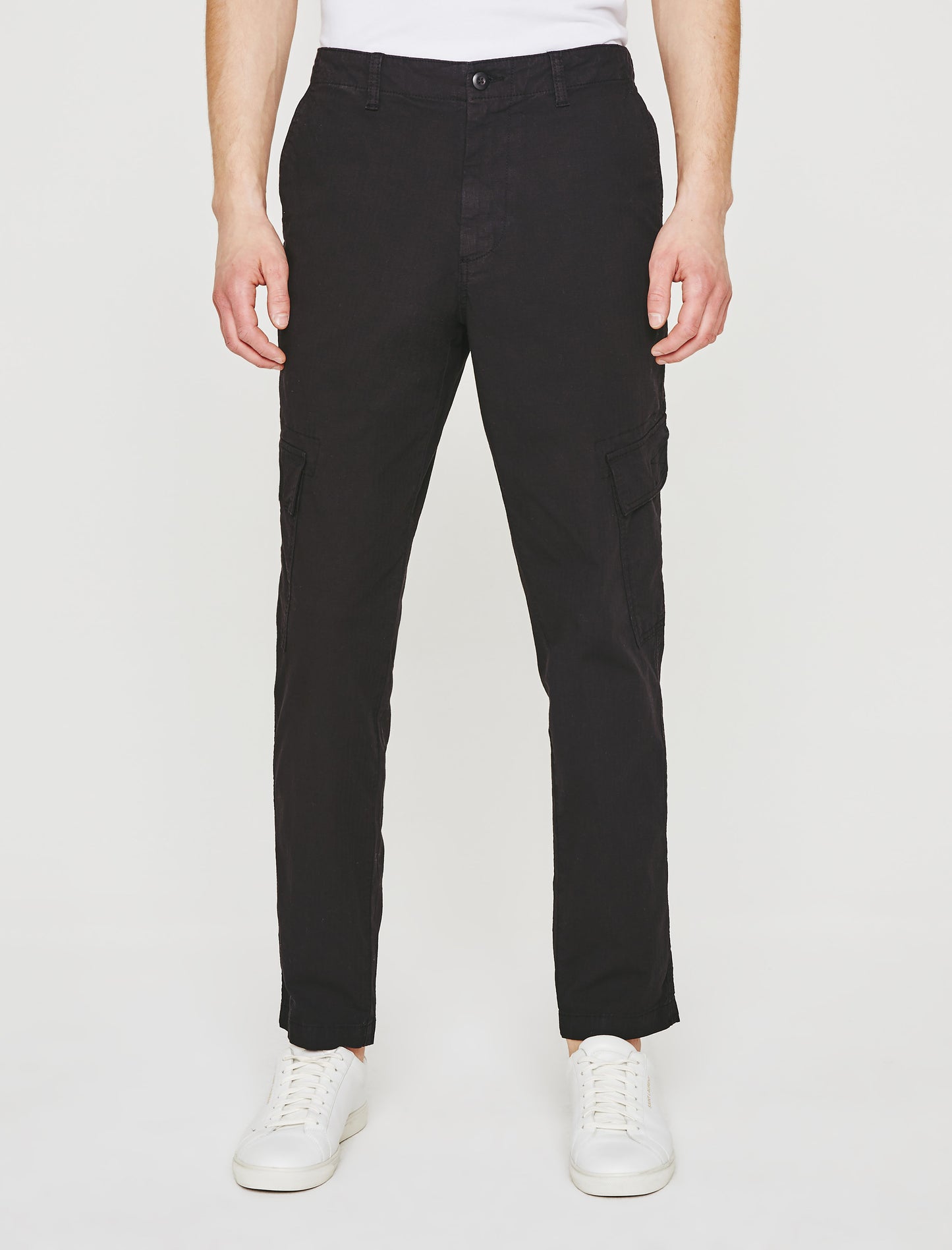 Wells Cargo Pure Black Relaxed Tapered Cargo Men Bottom Photo 4