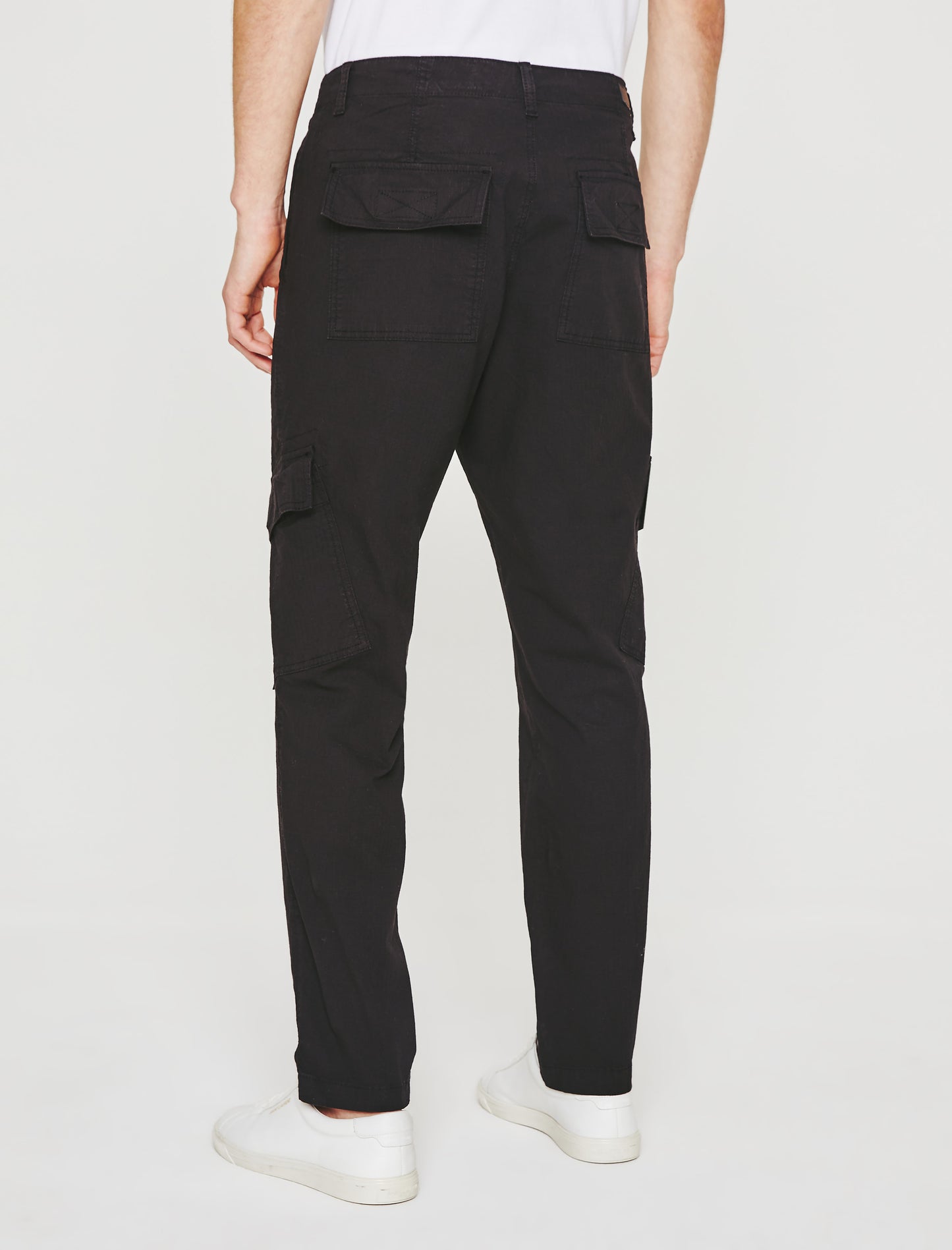 Wells Cargo Pure Black Relaxed Tapered Cargo Men Bottom Photo 6