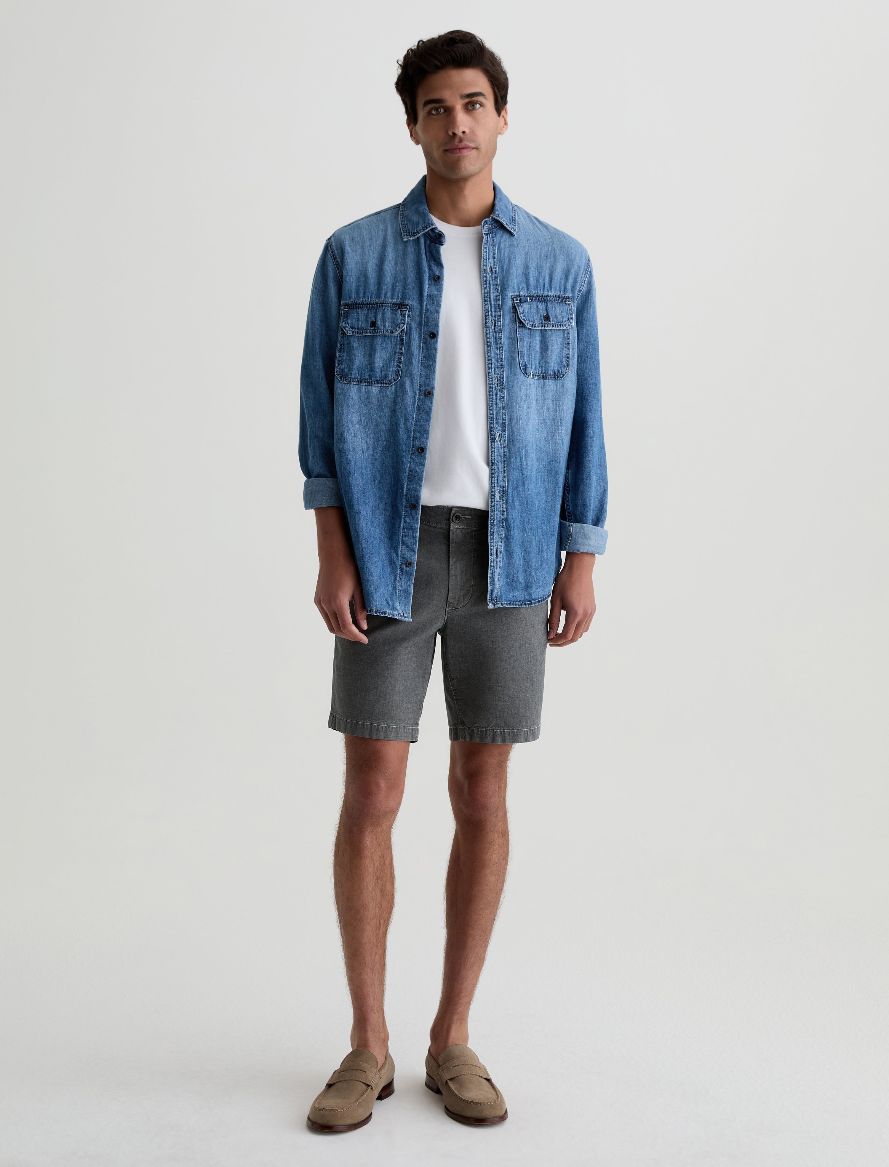 Cipher Short Heathered Storm Grey Slim Short Men Bottom Photo 1