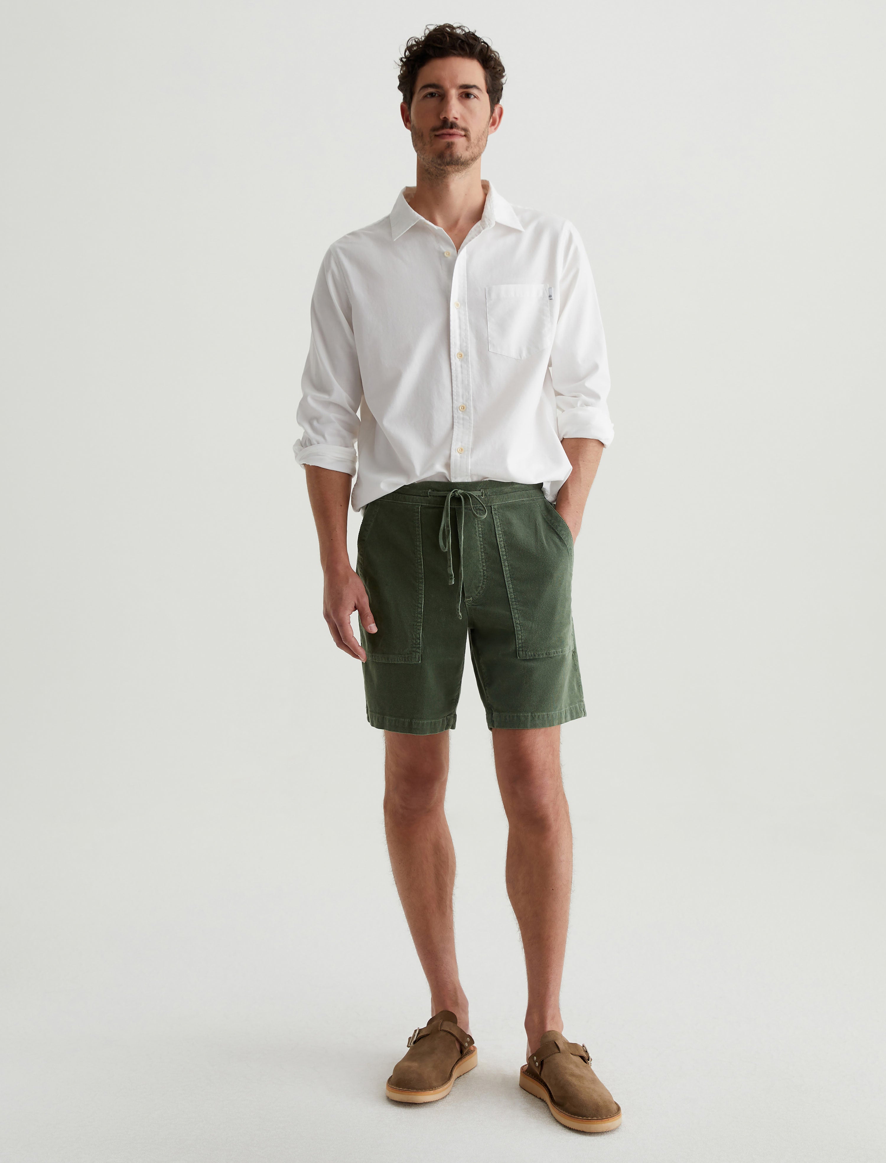 Wells Drawstring Short Sulfur Seaside Sage Relaxed Fatigue Short Men Bottom Photo 1
