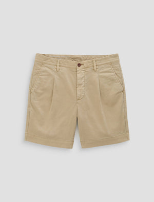 Archie Pleated Short Sulfur Dune Khaki Pleated Straight Trouser Short Men Bottom Photo 9