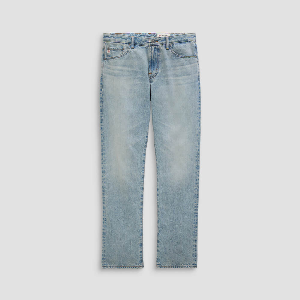 Light blue jeans on a white background