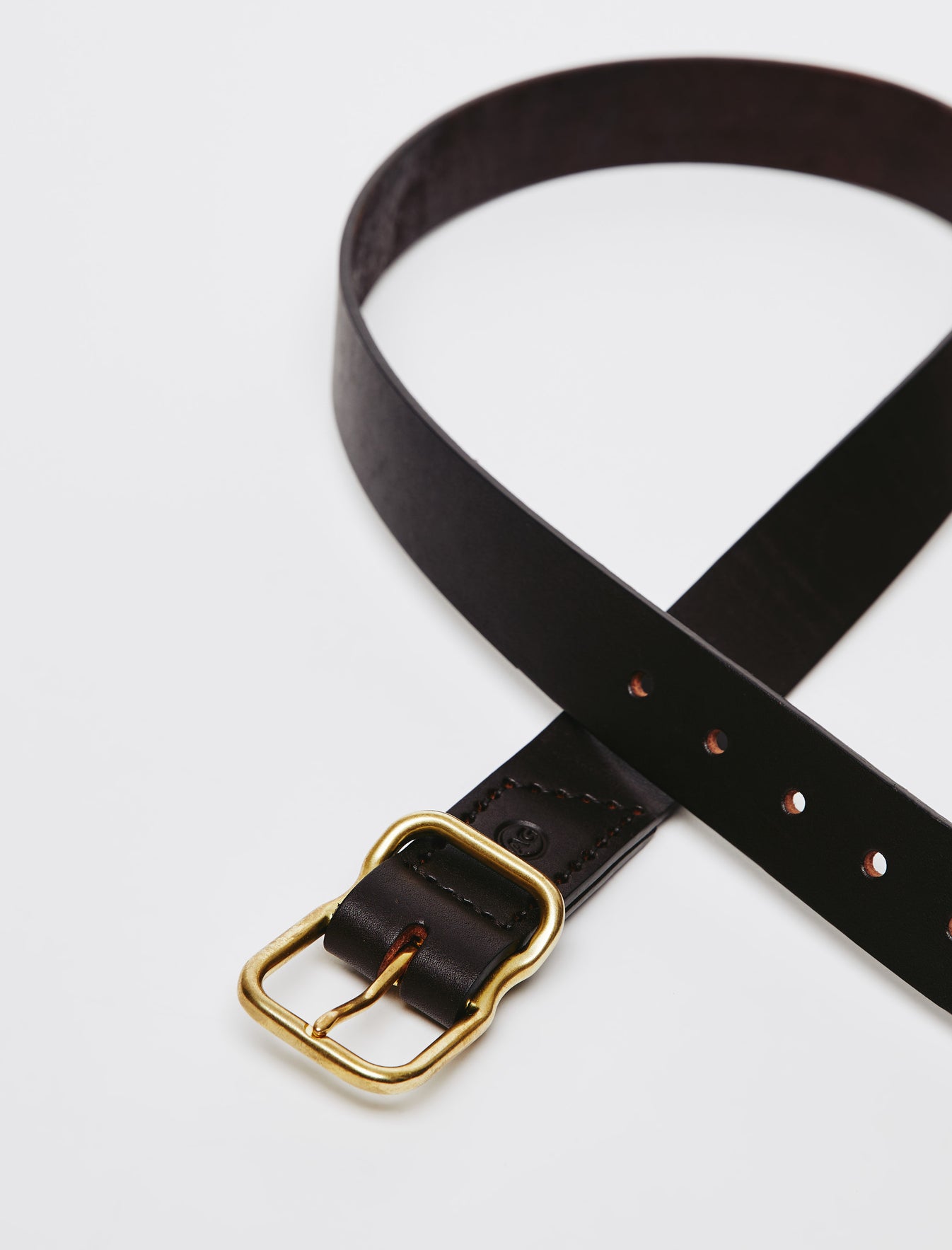 Danny Dark Brown/Brass Leather Belt Mens Accessory Photo 2