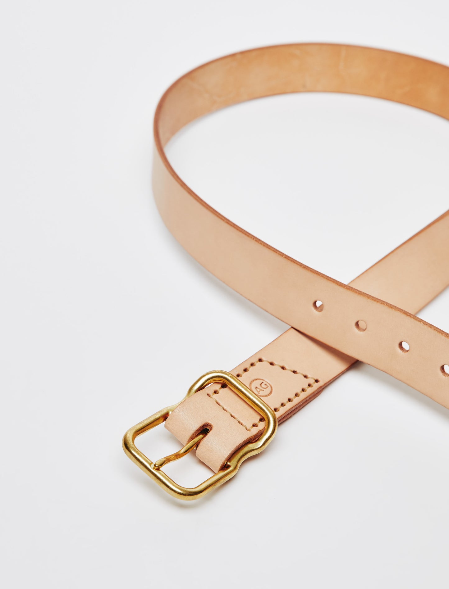 Danny Natural/Brass Leather Belt Mens Accessory Photo 2