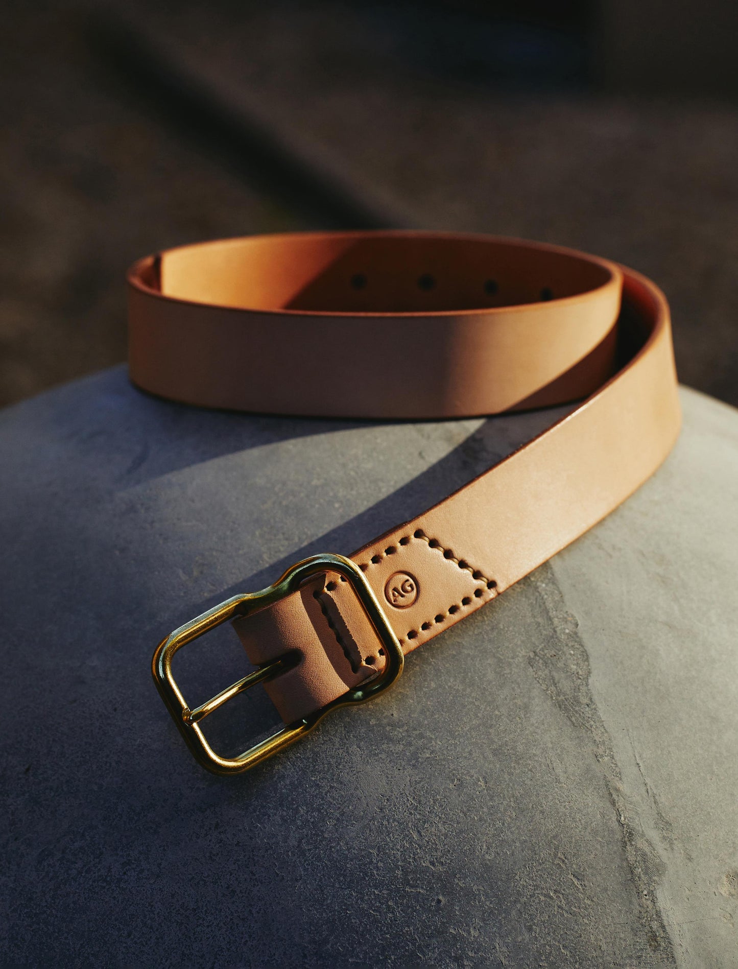 Danny Natural/Brass Leather Belt Mens Accessory Photo 5