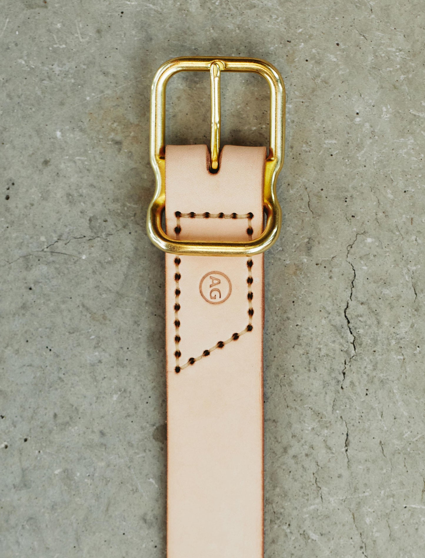 Danny Natural/Brass Leather Belt Mens Accessory Photo 6