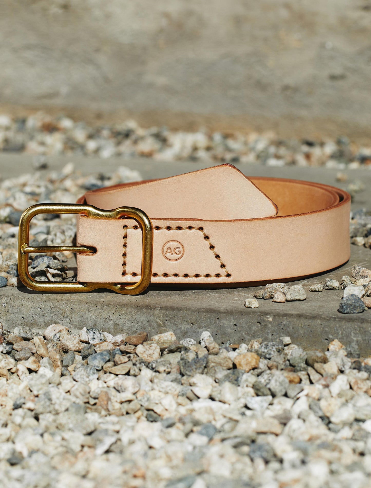 Danny Natural/Brass Leather Belt Mens Accessory Photo 7