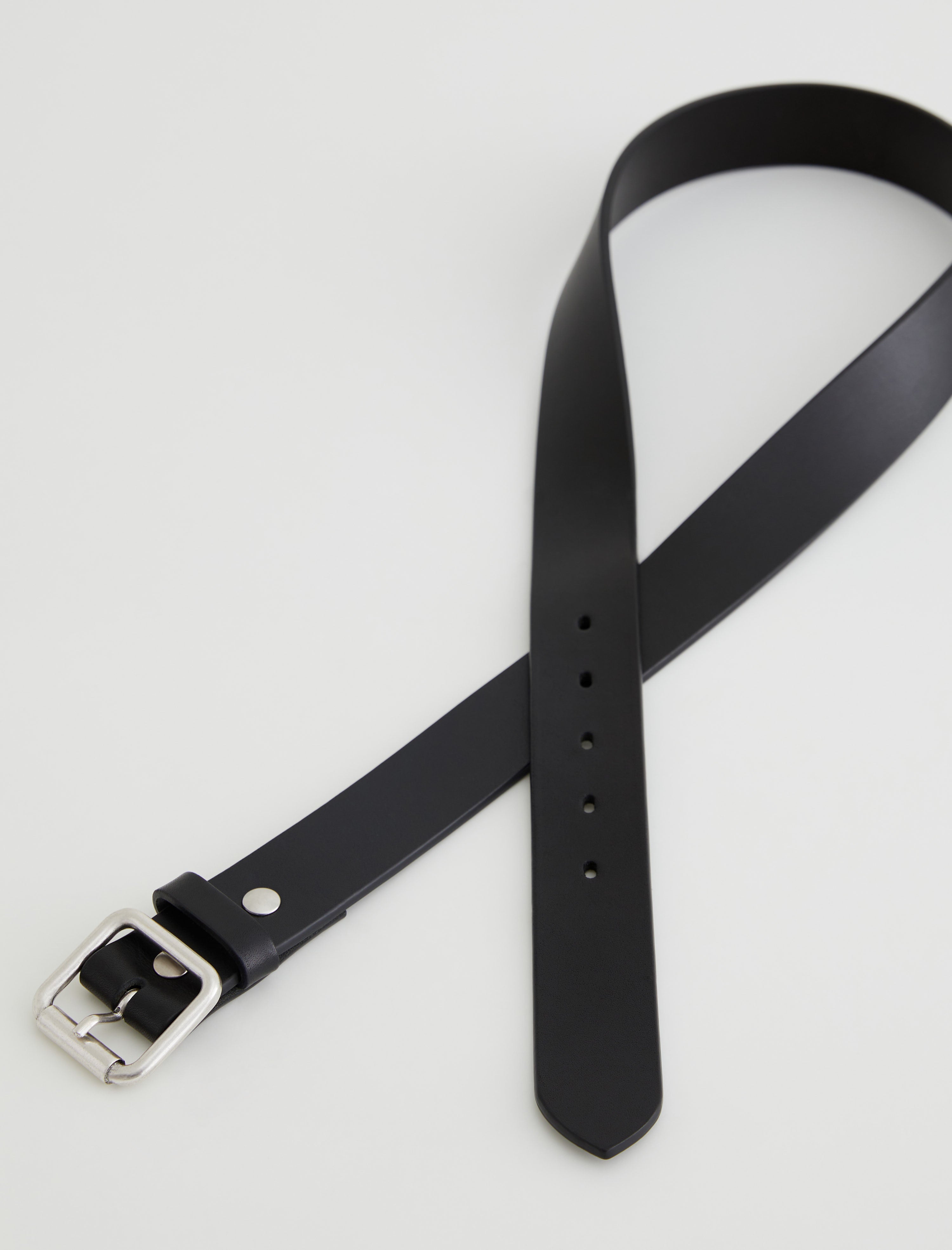 Florence Belt Black/Nickel Classic Buffed Italian Leather Belt Men Accessory Photo 1