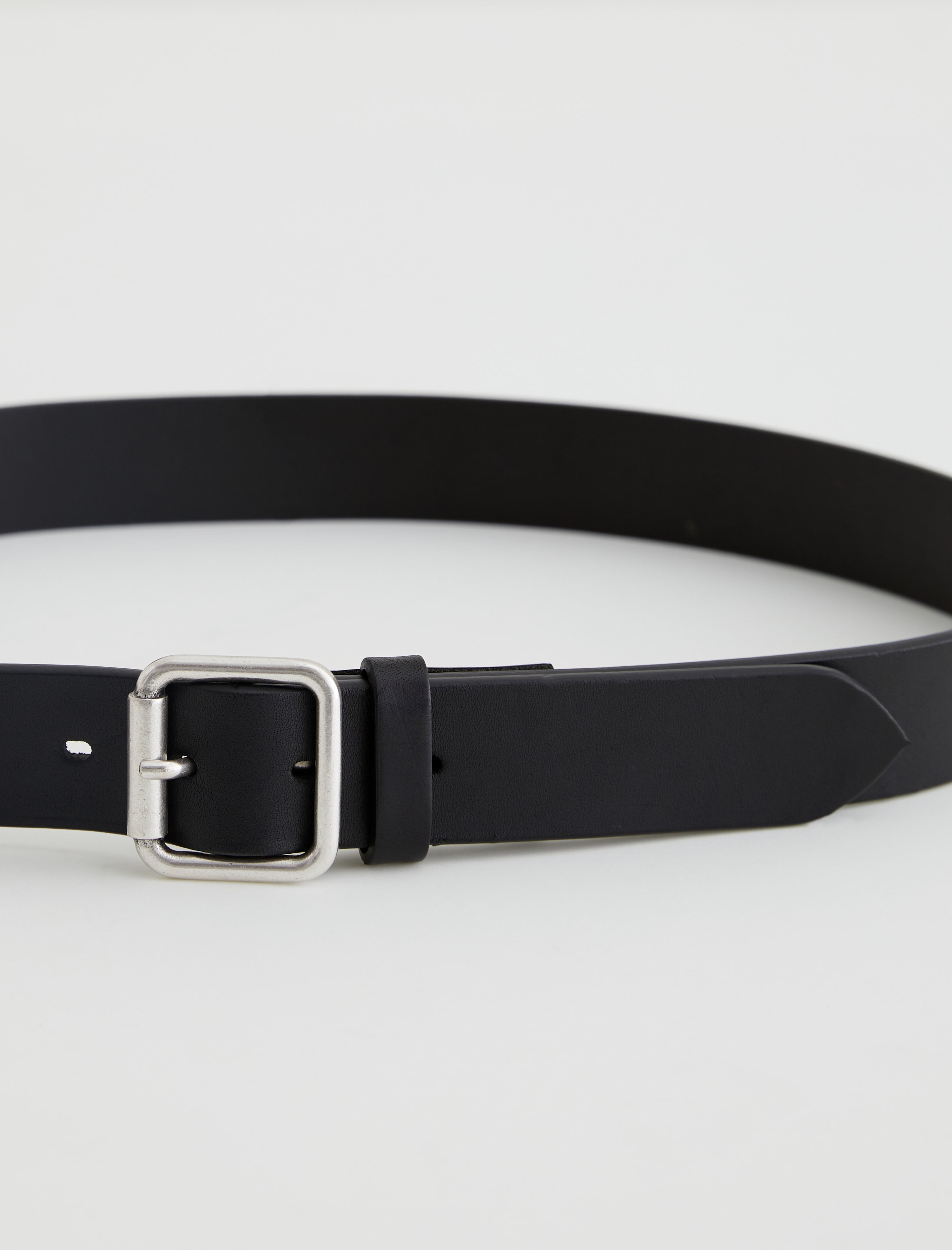 Florence Belt Black/Nickel Classic Buffed Italian Leather Belt Men Accessory Photo 3