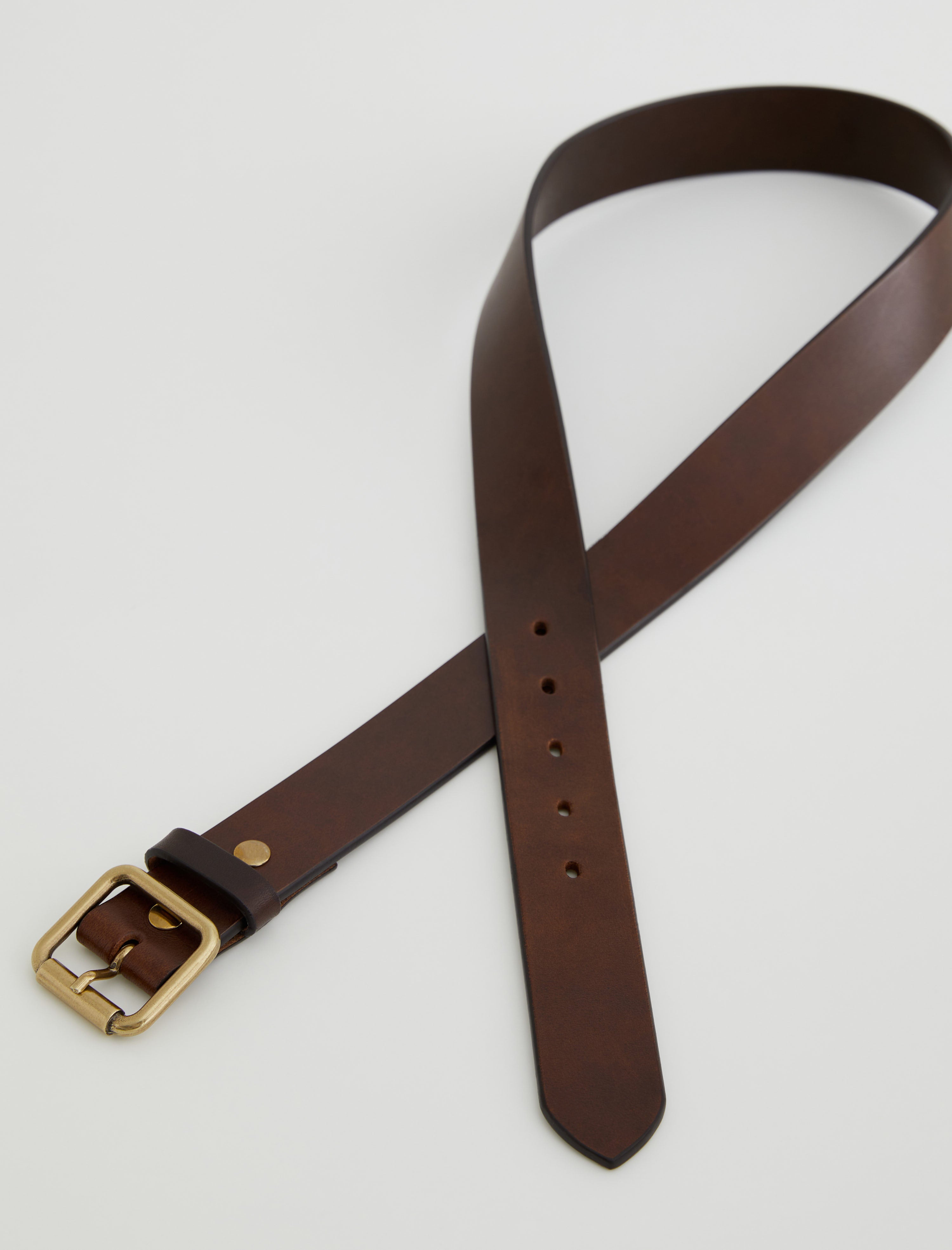 Florence Belt Brown/Brass Classic Buffed Italian Leather Belt Men Accessory Photo 1