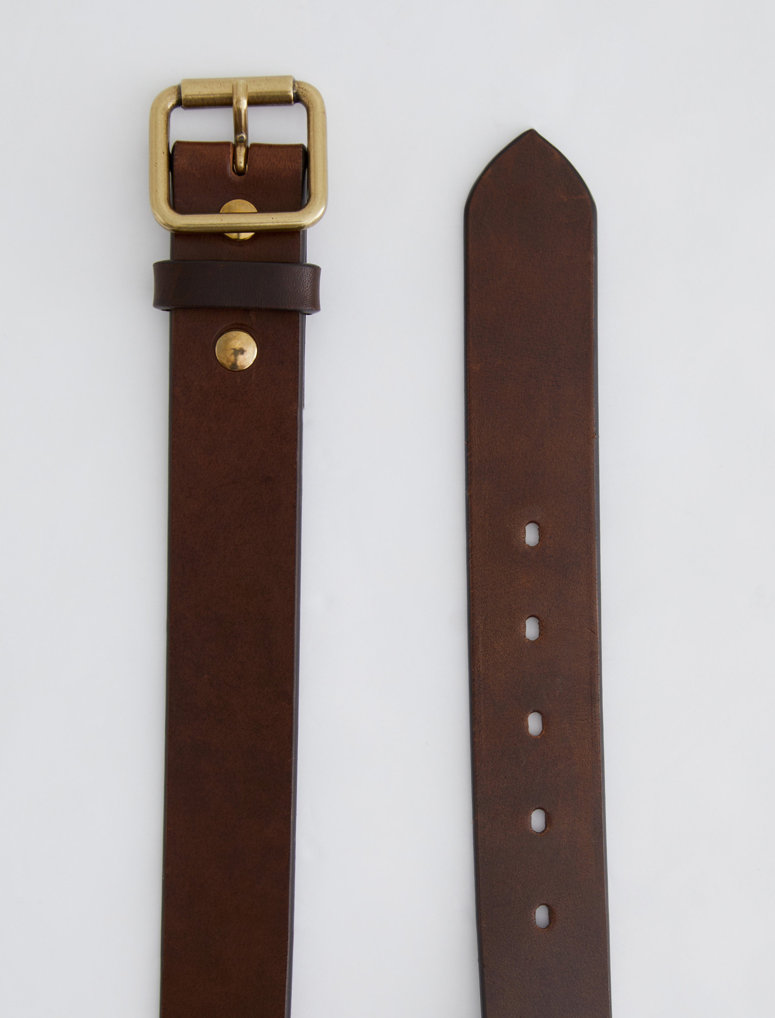 Florence Belt Brown/Brass Classic Buffed Italian Leather Belt Men Accessory Photo 2