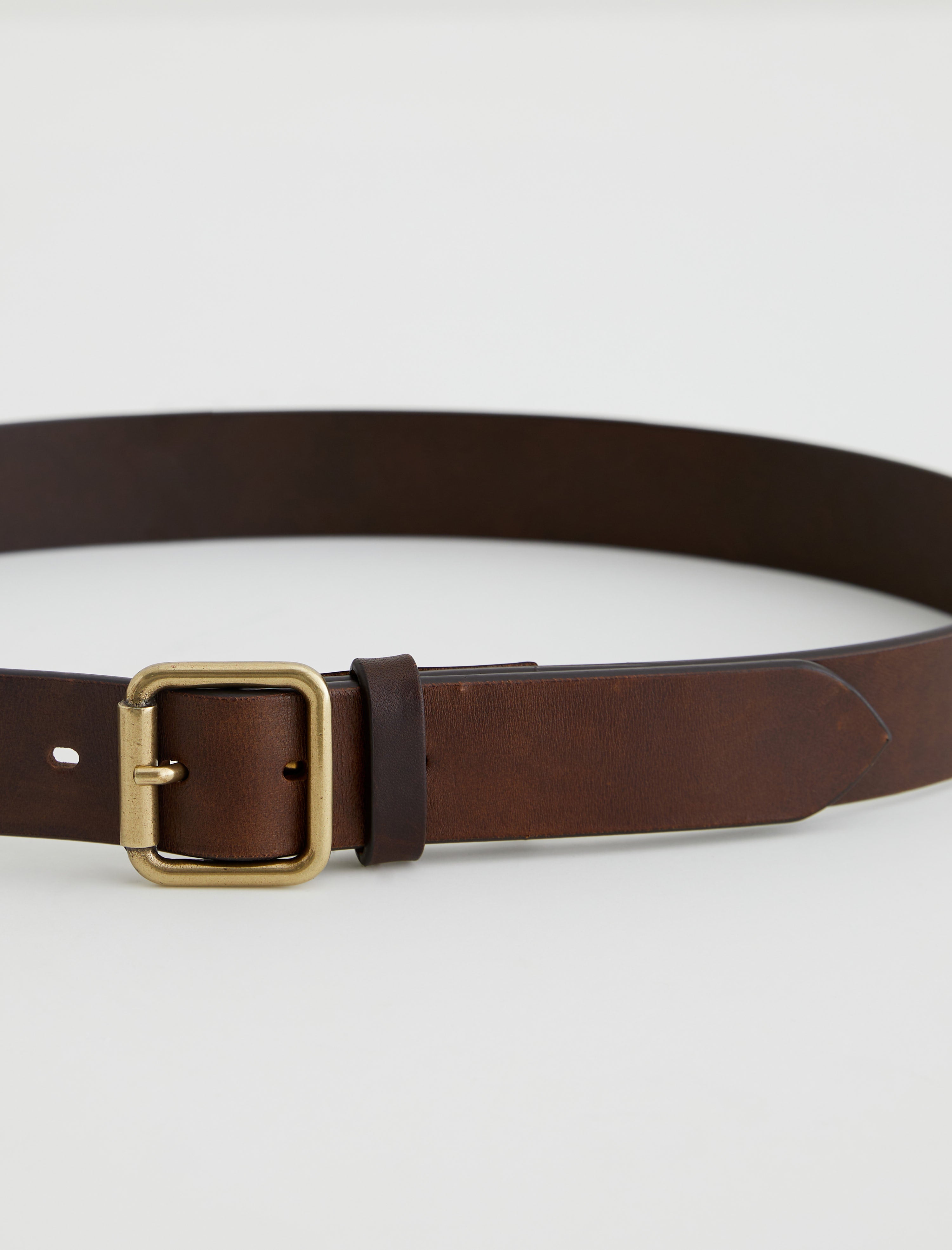 Florence Belt Brown/Brass Classic Buffed Italian Leather Belt Men Accessory Photo 3