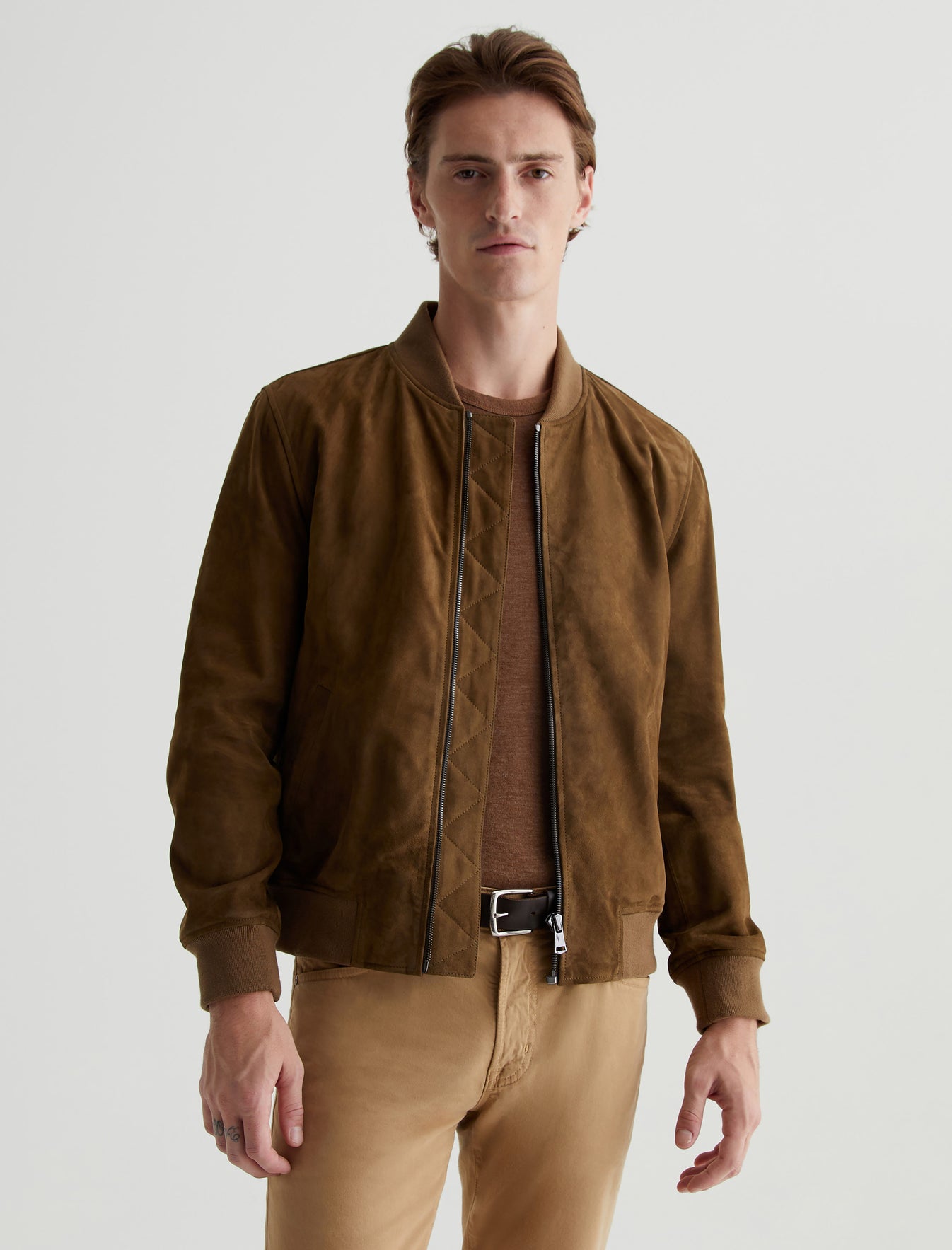 Dayton Bomber Forest Brown Classic Fit Bomber Jacket Mens Top Photo 1