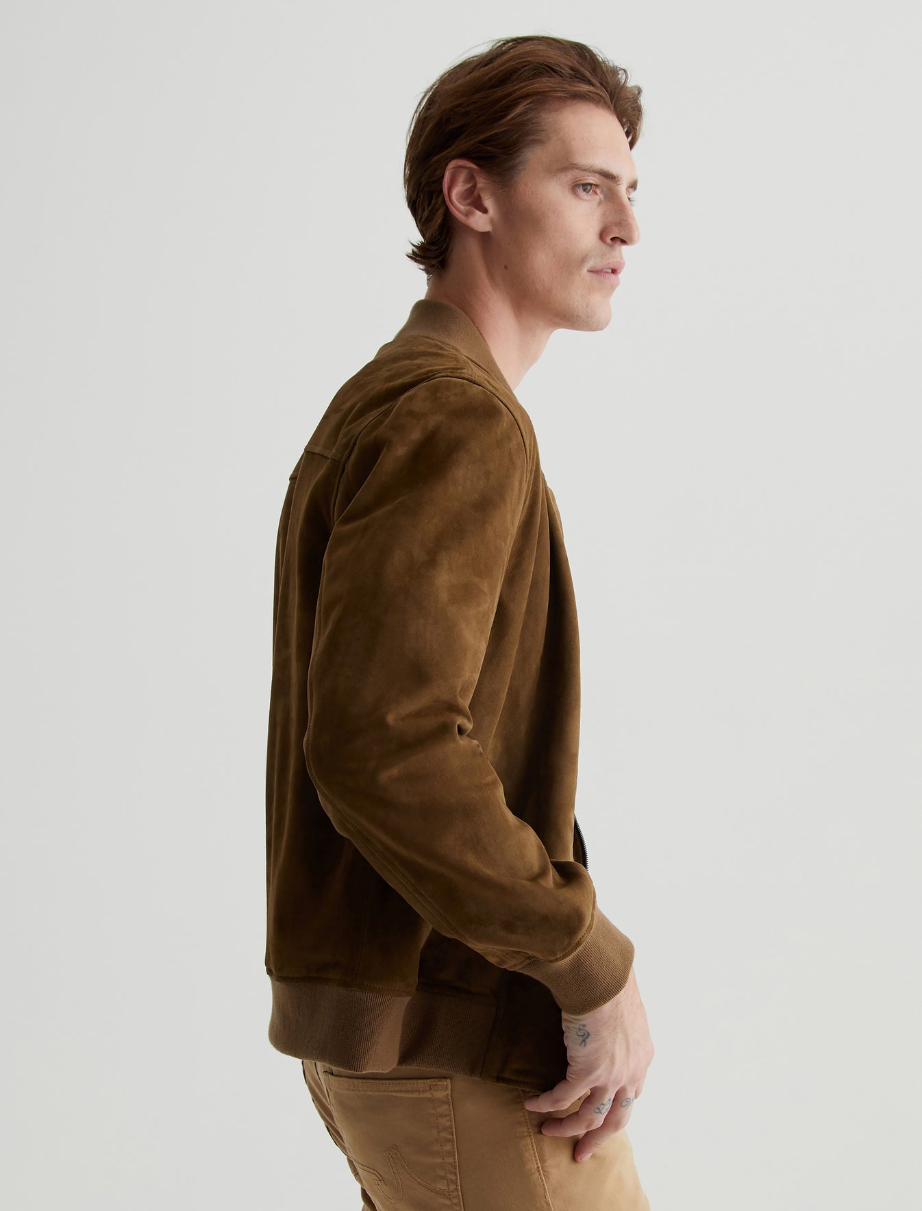 Dayton Bomber Forest Brown Classic Fit Bomber Jacket Mens Top Photo 2