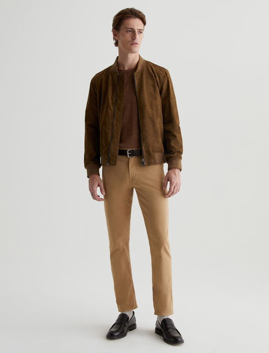 Dayton Bomber Forest Brown Classic Fit Bomber Jacket Mens Top Photo 5