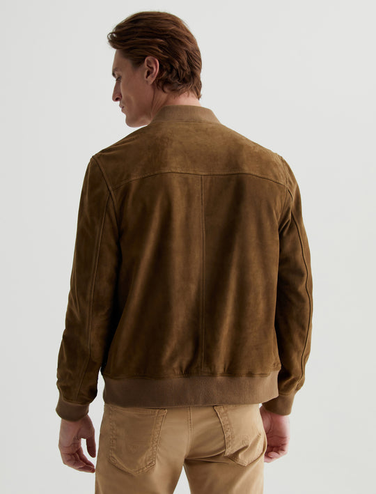 Dayton Bomber Forest Brown Classic Fit Bomber Jacket Mens Top Photo 6