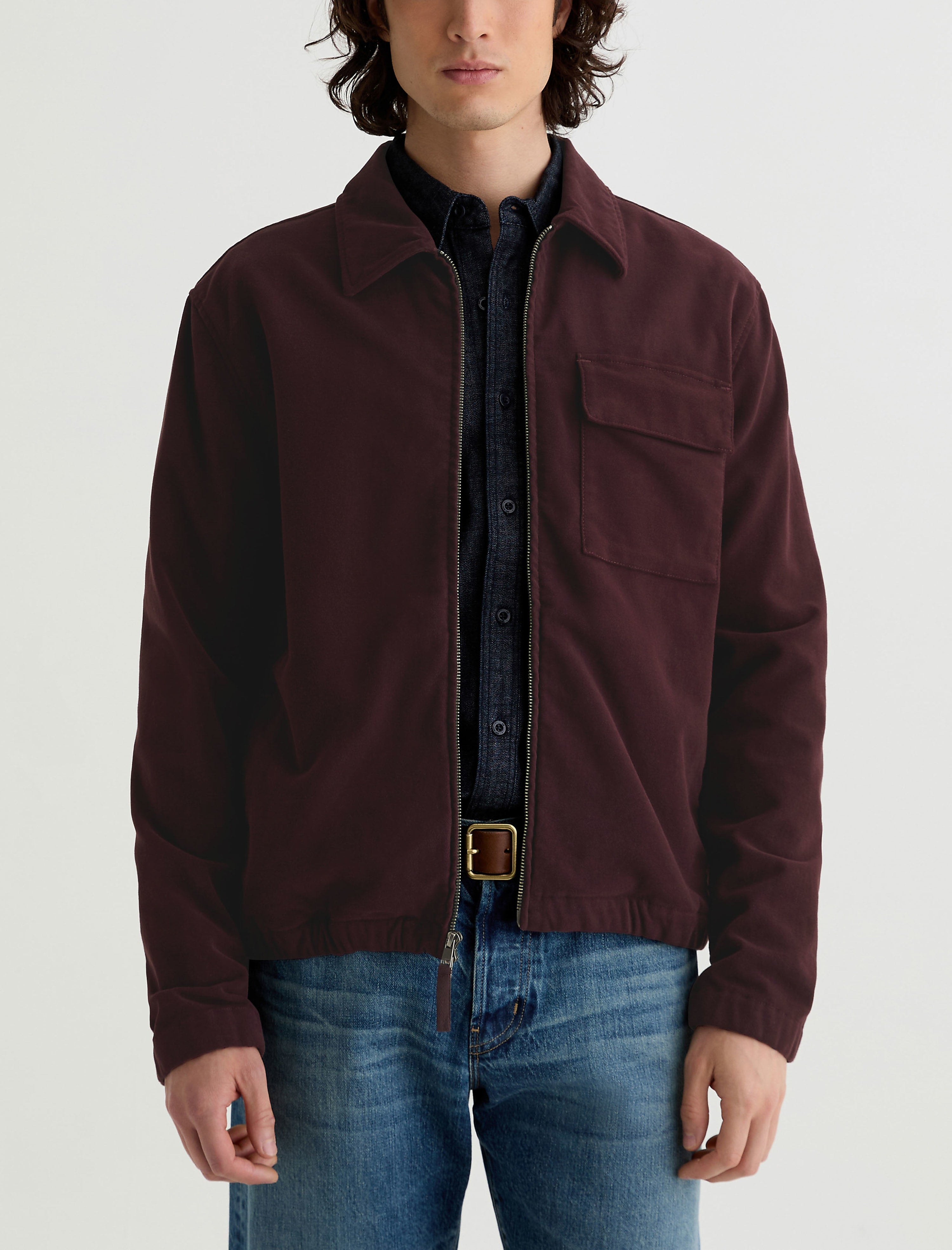 Men Philip Moleskin Zip Jacket Mulberry at AG Jeans Official Store
