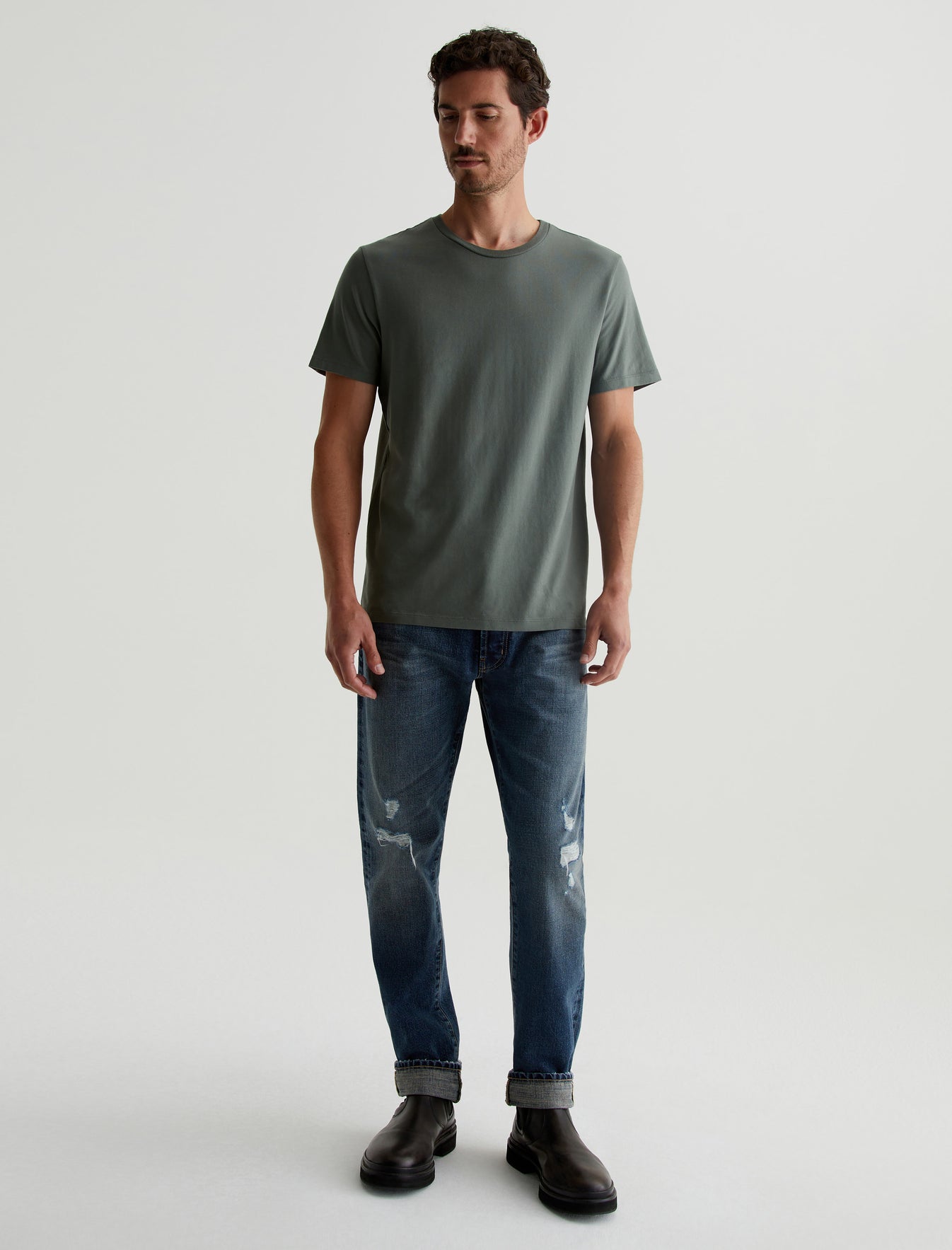 Bryce Crew Hunter Sage Classic Fit Short Sleeve Crew Neck T-Shirt Mens Top Photo 4