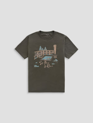 Bryce Crew P Sip And Relax Forest Moss Classic Fit S/S Crew Neck T-Sh Mens Tops Photo 9