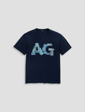 Bryce Crew Ag Boro Deep Navy Classic Fit S/S Crew Neck T-Sh Mens Tops Photo 9