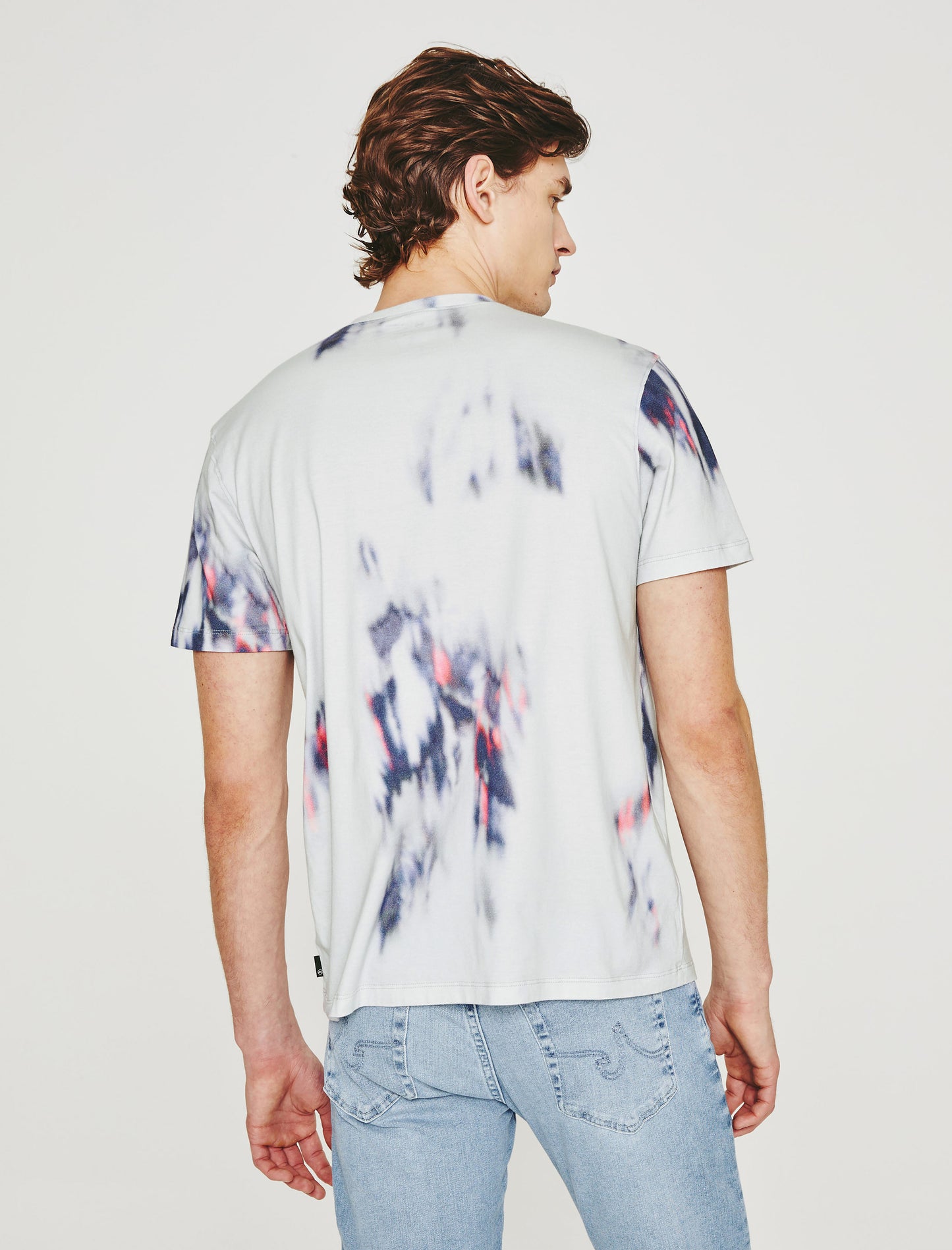 Bryce Crew Ikat Brush Blue Multi Classic Crew Neck Men Top Photo 1