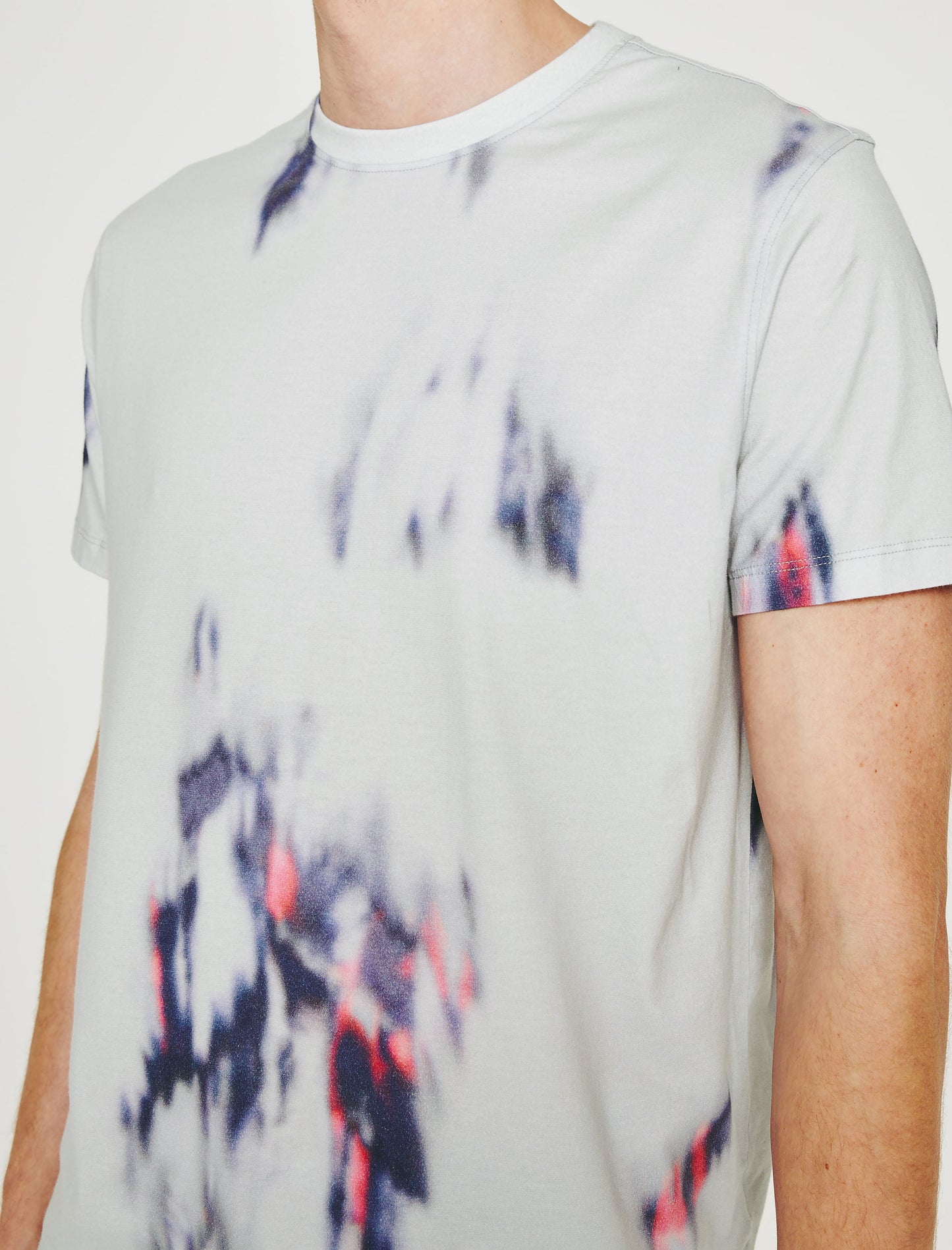 Bryce Crew Ikat Brush Blue Multi Classic Crew Neck Men Top Photo 2