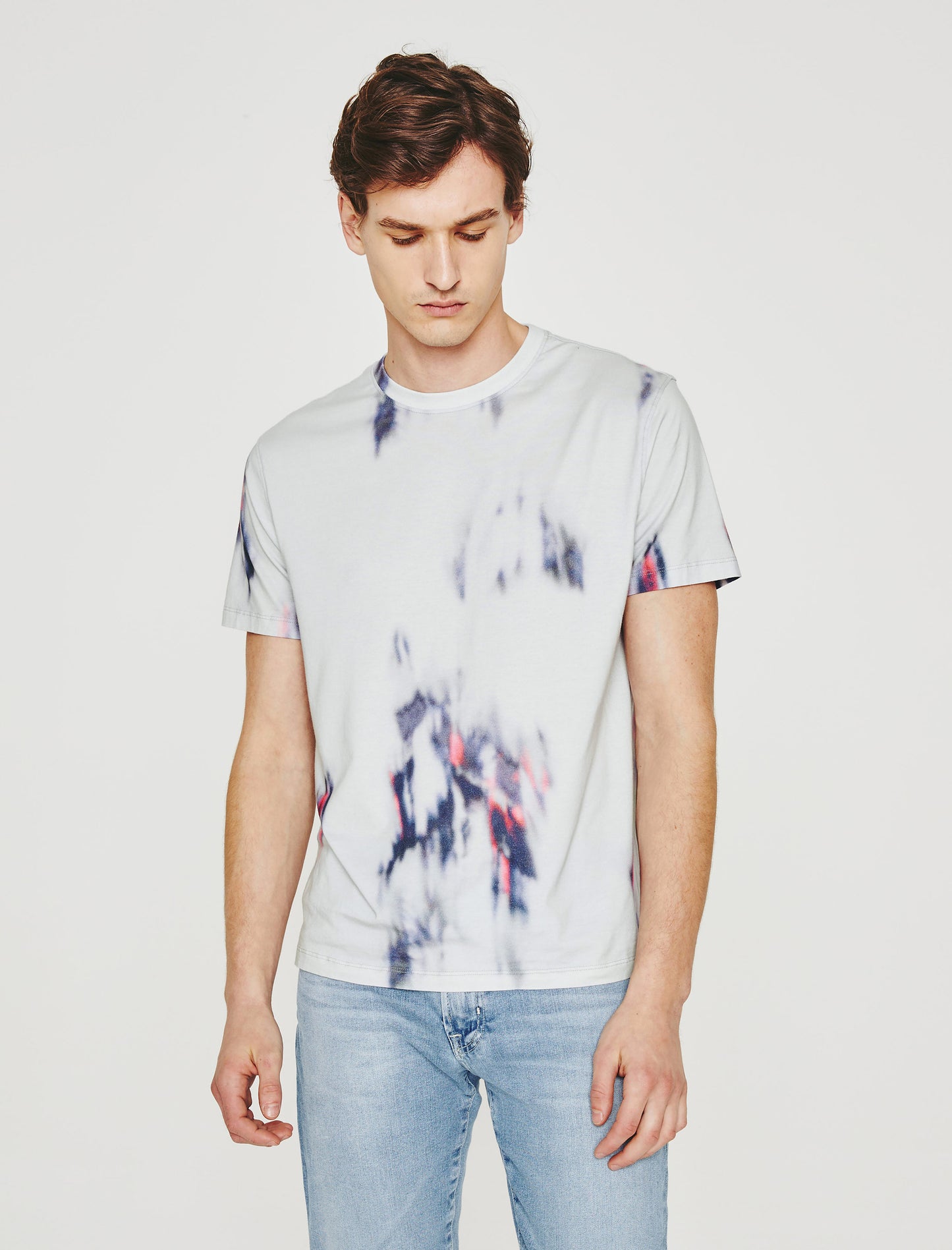 Bryce Crew Ikat Brush Blue Multi Classic Crew Neck Men Top Photo 3
