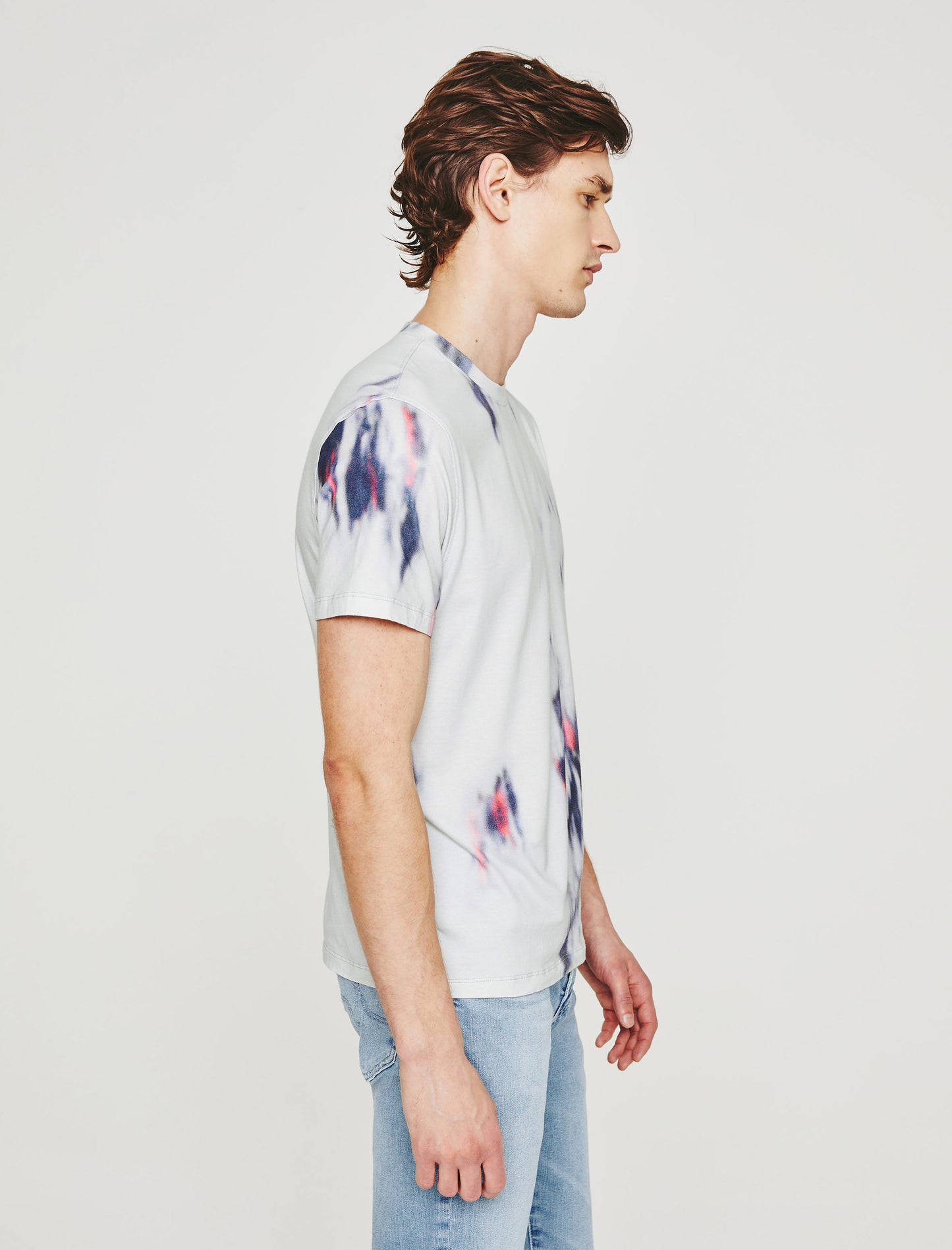 Bryce Crew Ikat Brush Blue Multi Classic Crew Neck Men Top Photo 4
