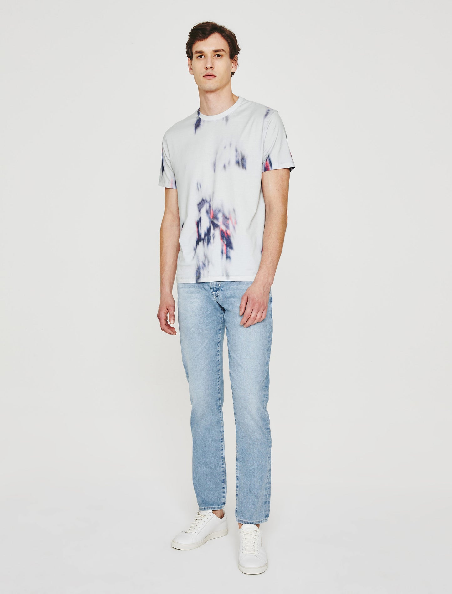Bryce Crew Ikat Brush Blue Multi Classic Crew Neck Men Top Photo 5