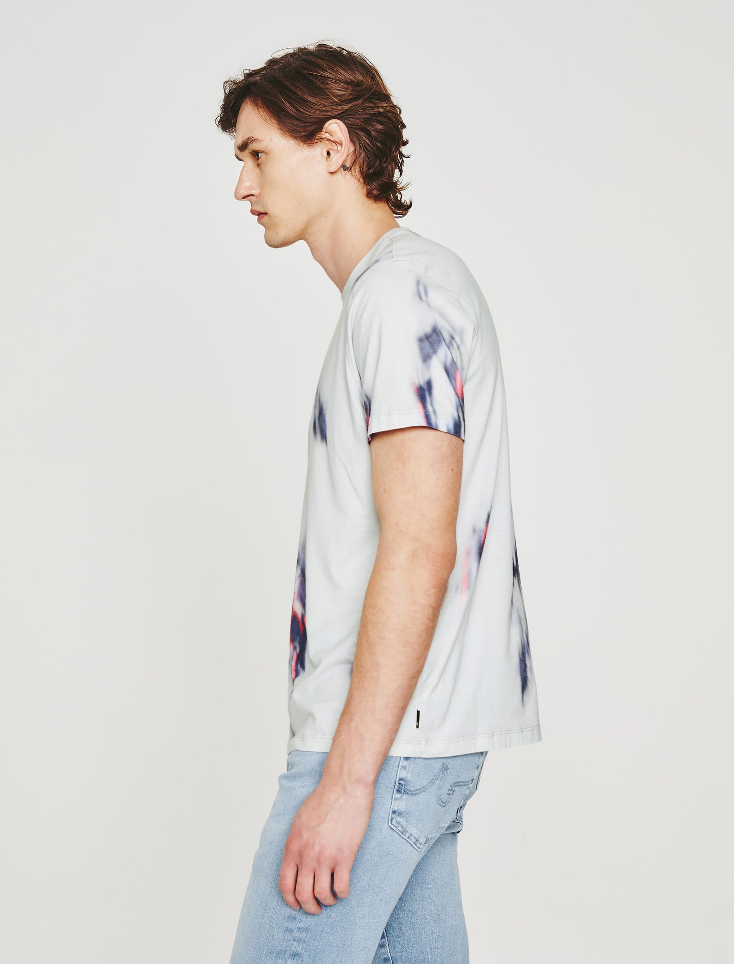 Bryce Crew Ikat Brush Blue Multi Classic Crew Neck Men Top Photo 6