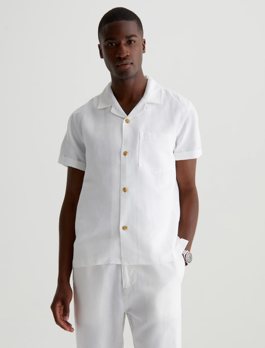 Foster S/S Shirt White Classic Fit Short Sleeve Crew Neck T-Shirt Mens Top Photo 1