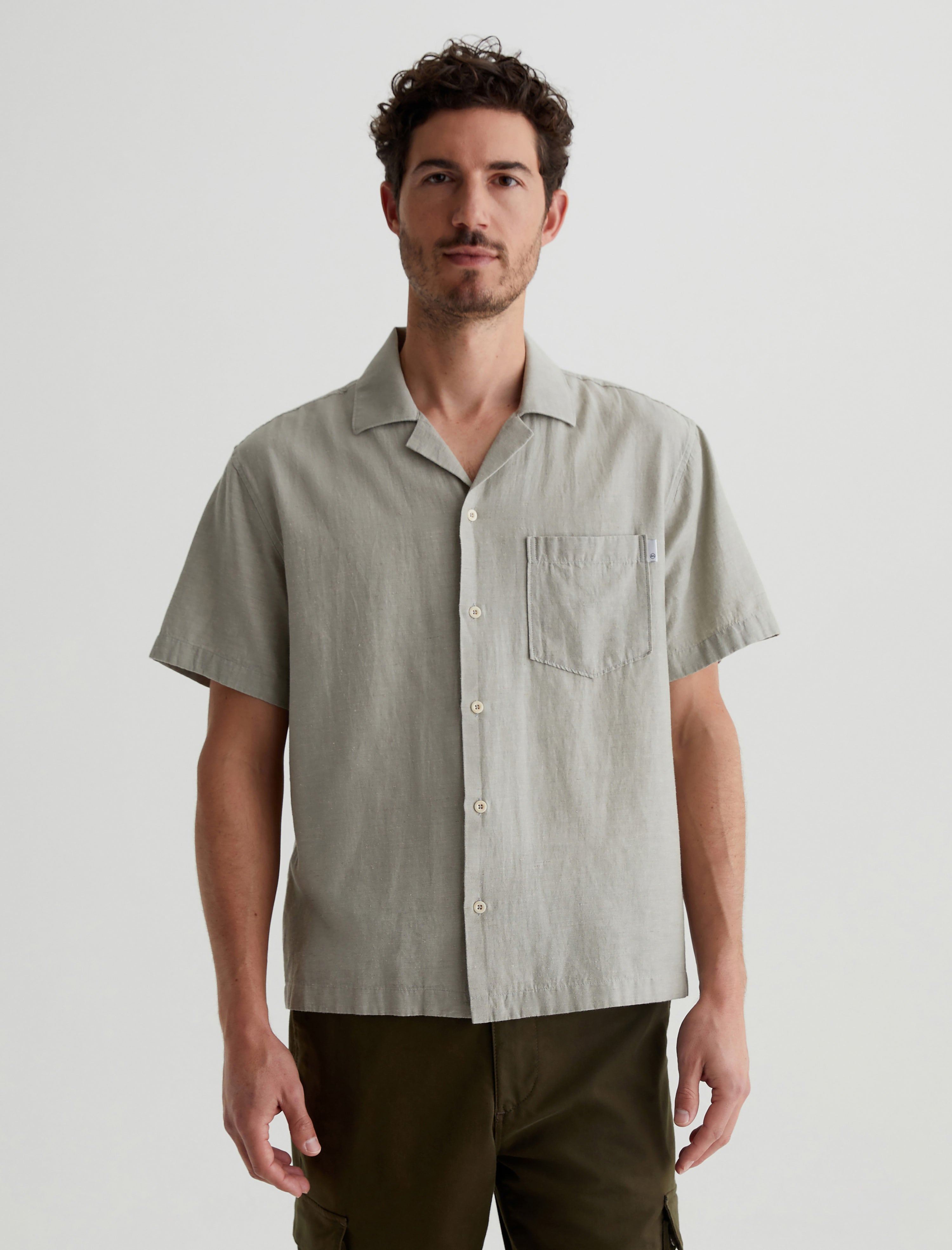 Foster Shirt Dried Bay Leaf Relaxed Fit Camp Shirt Men Top Photo 1
