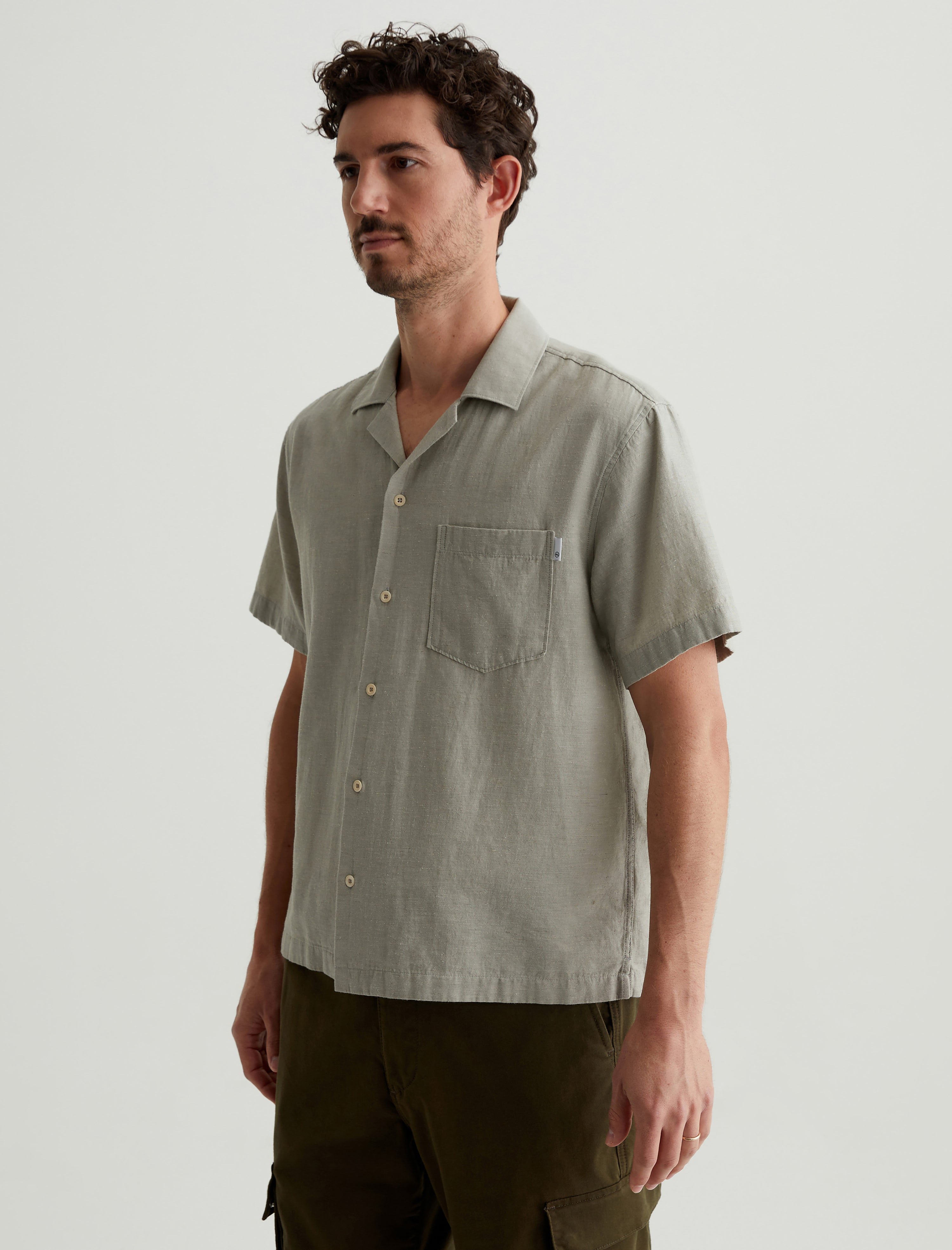 Foster Shirt Dried Bay Leaf Relaxed Fit Camp Shirt Men Top Photo 6