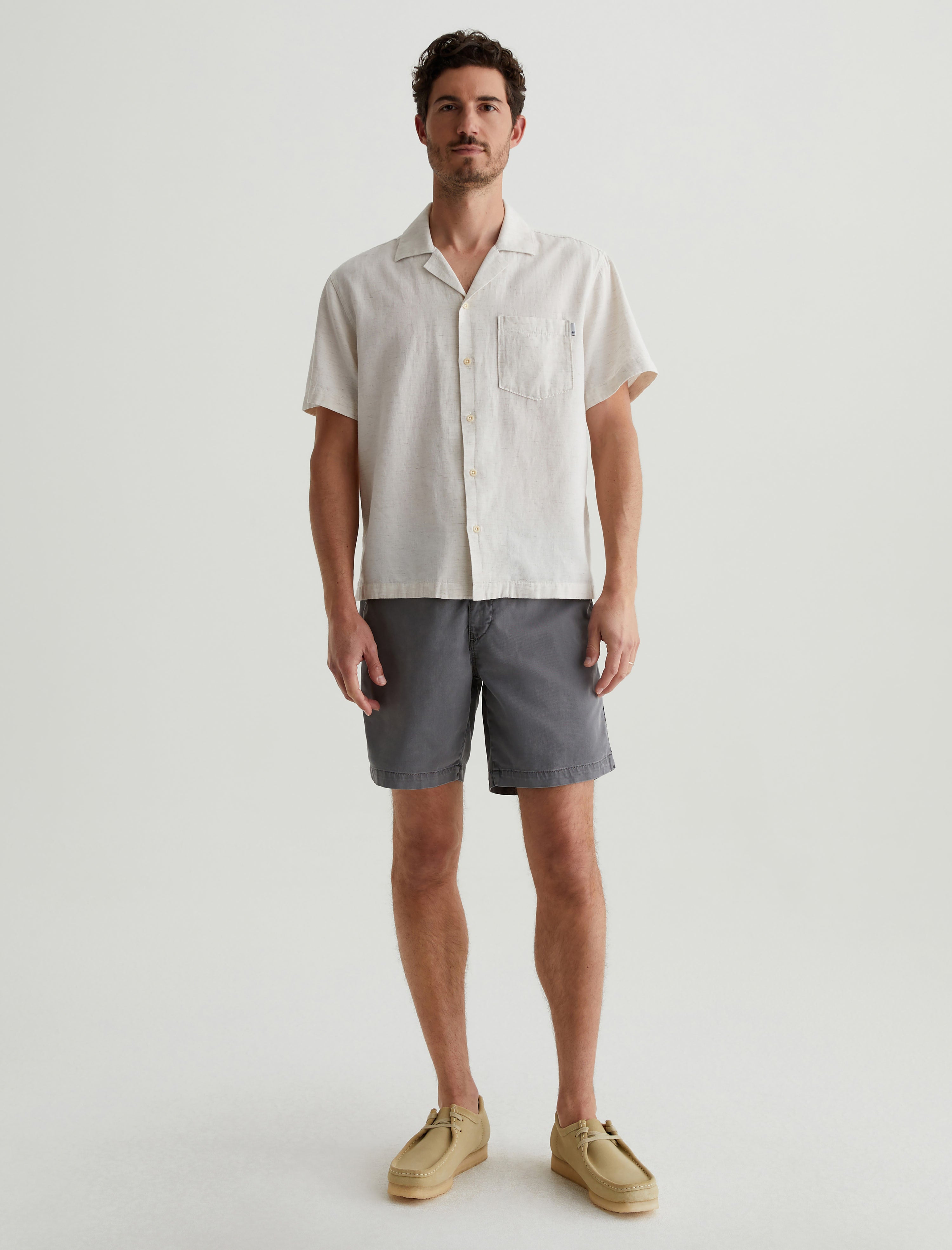 Foster Shirt Oatmeal Relaxed Fit Camp Shirt Men Top Photo 4