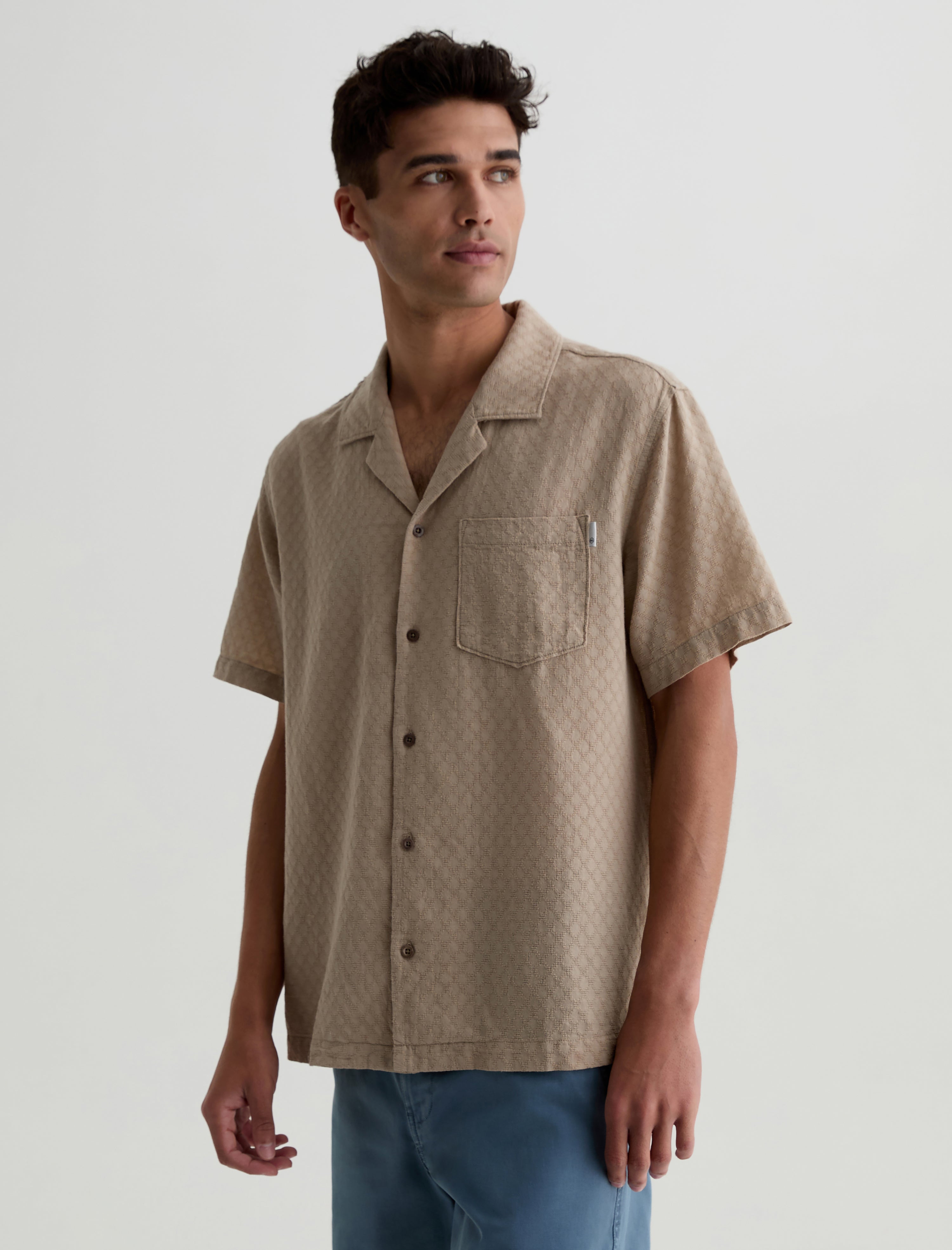 Foster  Shirt Dry Dust Relaxed Fit Camp Shirt Men Top Photo 6