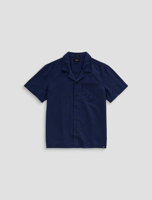 Foster S/S Shirt Deep Navy Relaxed Fit Camp Shirt Mens Tops Photo 9