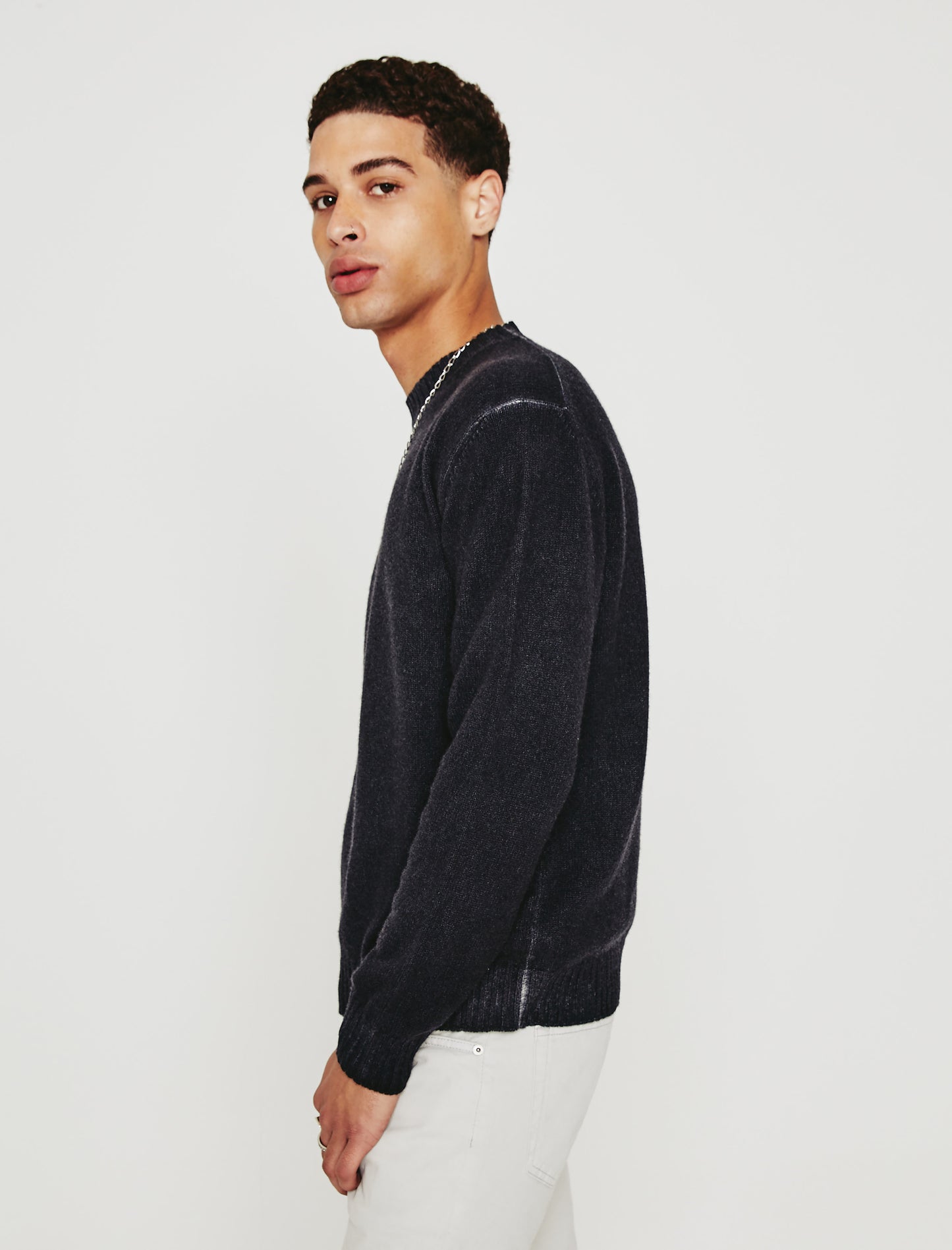 Leo Crew Sandwashed Charcoal Made In Italy Men Top Photo 4