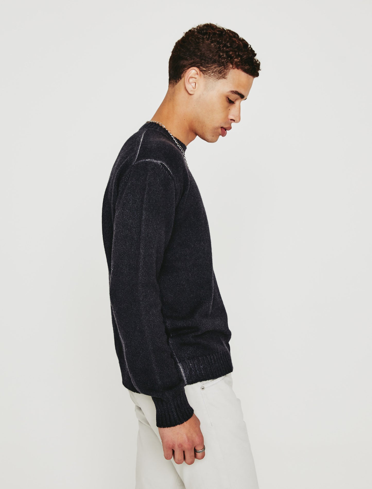 Leo Crew Sandwashed Charcoal Made In Italy Men Top Photo 5