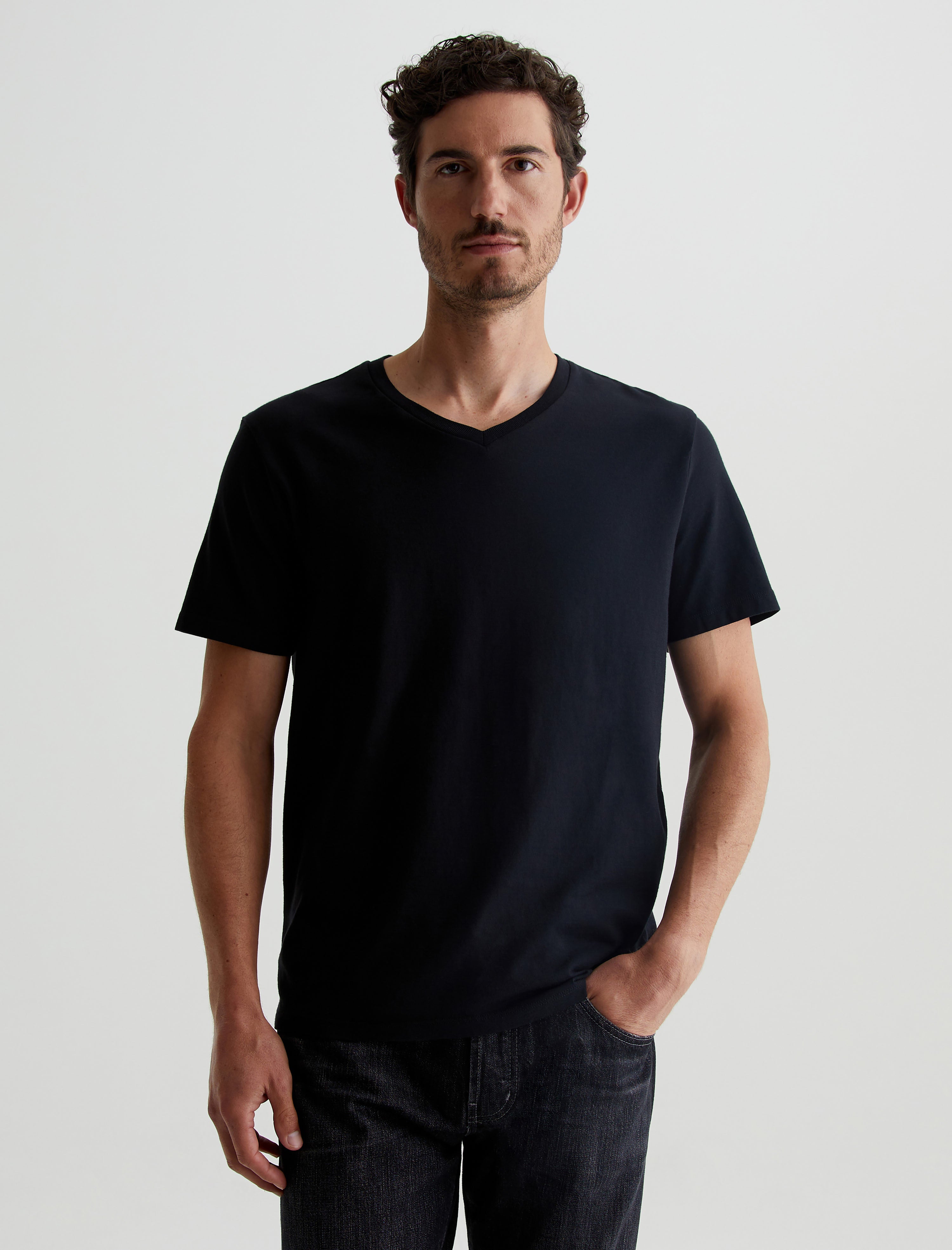 Bryce Vee True Black Classic Vee Neck T-Shirt Men Top Photo 1
